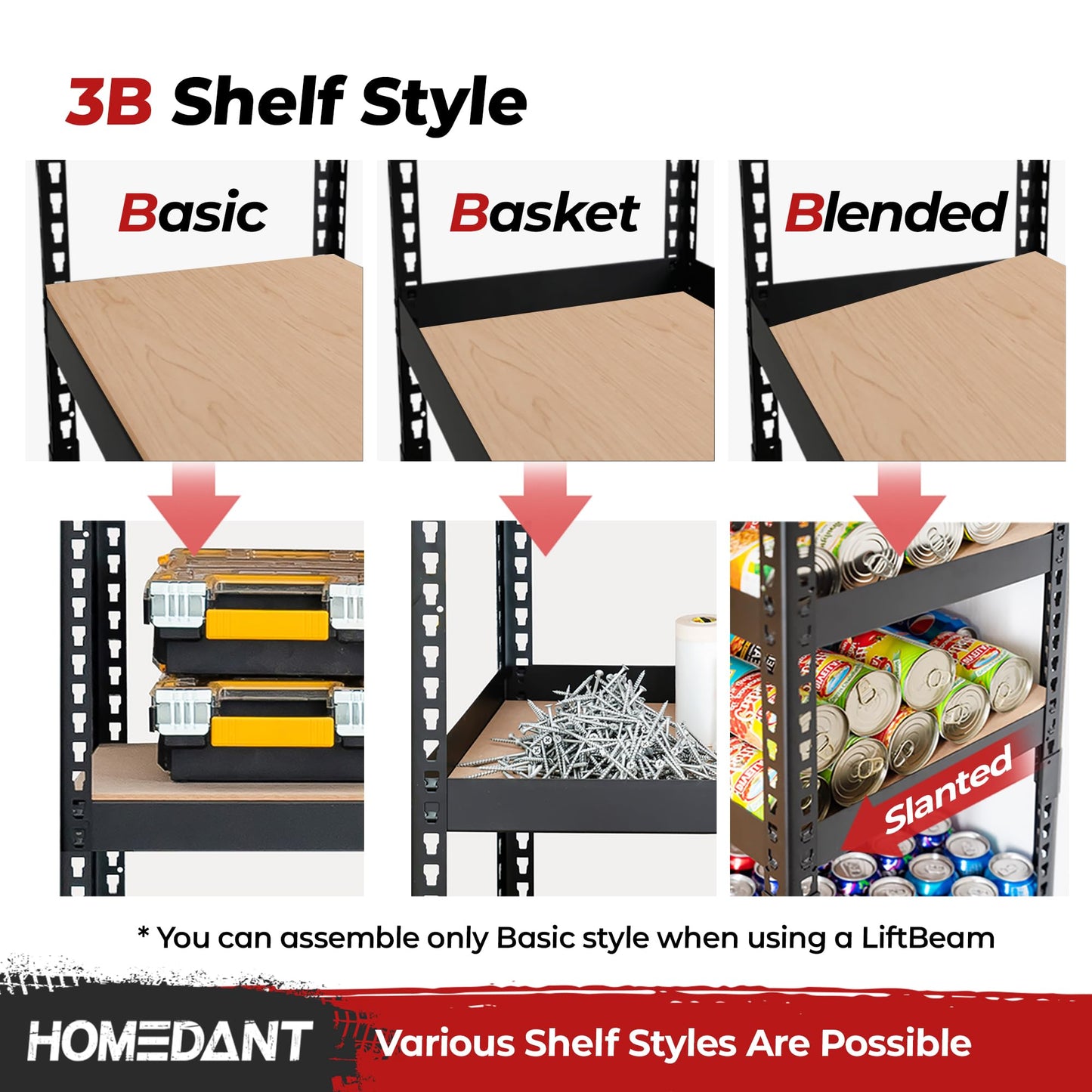 HOMEDANT 5 Tier Laminated Boltless Heavy Duty Garage Storage Adjustable Wide Size Metal Shelving Unit Utility Rack Shelves Organization Multipurpose Shelf Shed Warehouse 47.7"W x 24.1"D x 71.3"H 2Pack