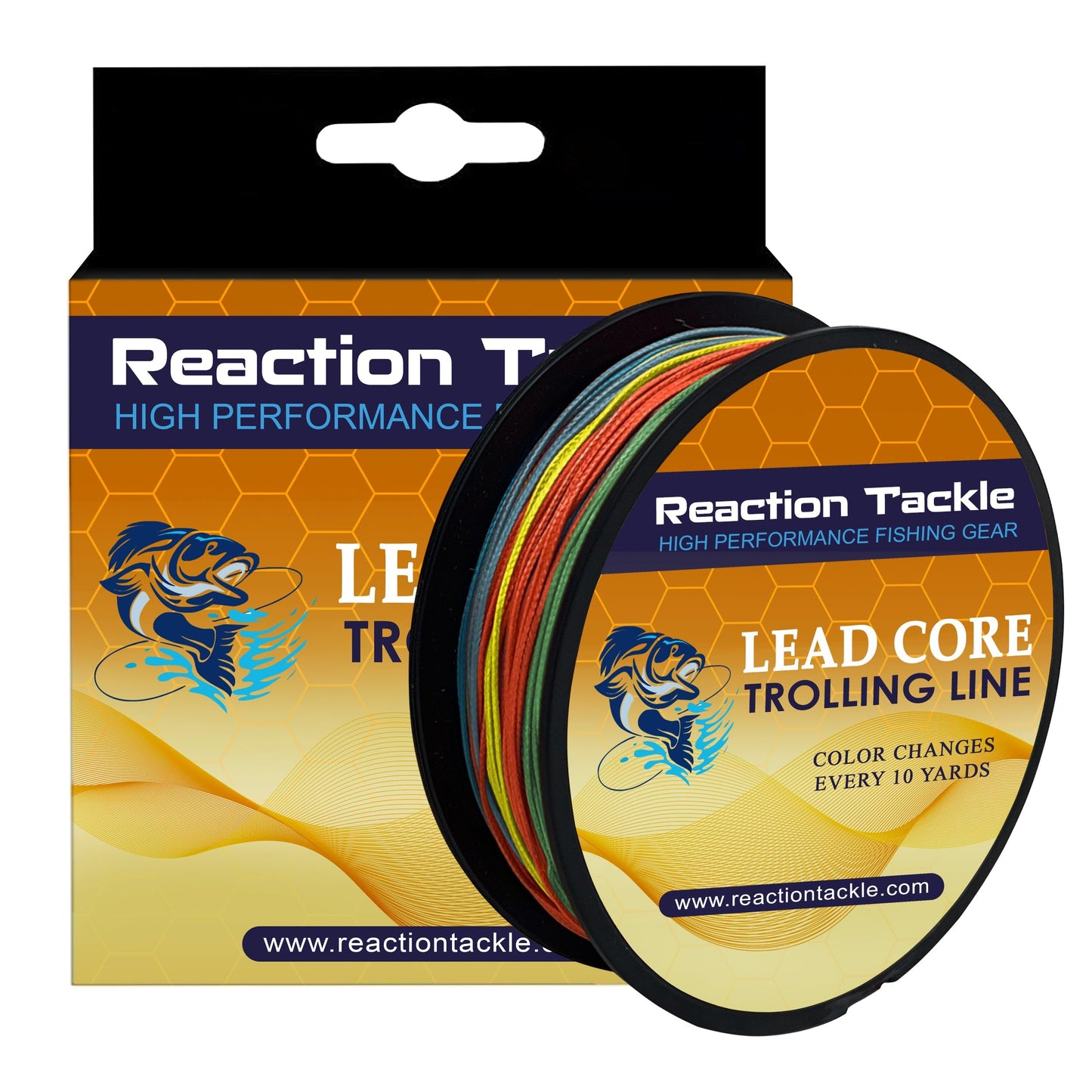 Reaction Tackle Lead Core Trolling Line - 12lb, 18lb, 27lb and 36lb Leadcore - Braided Fishing Line for Trolling, Fast Sinking Line, Color Changes Every 10 Yards