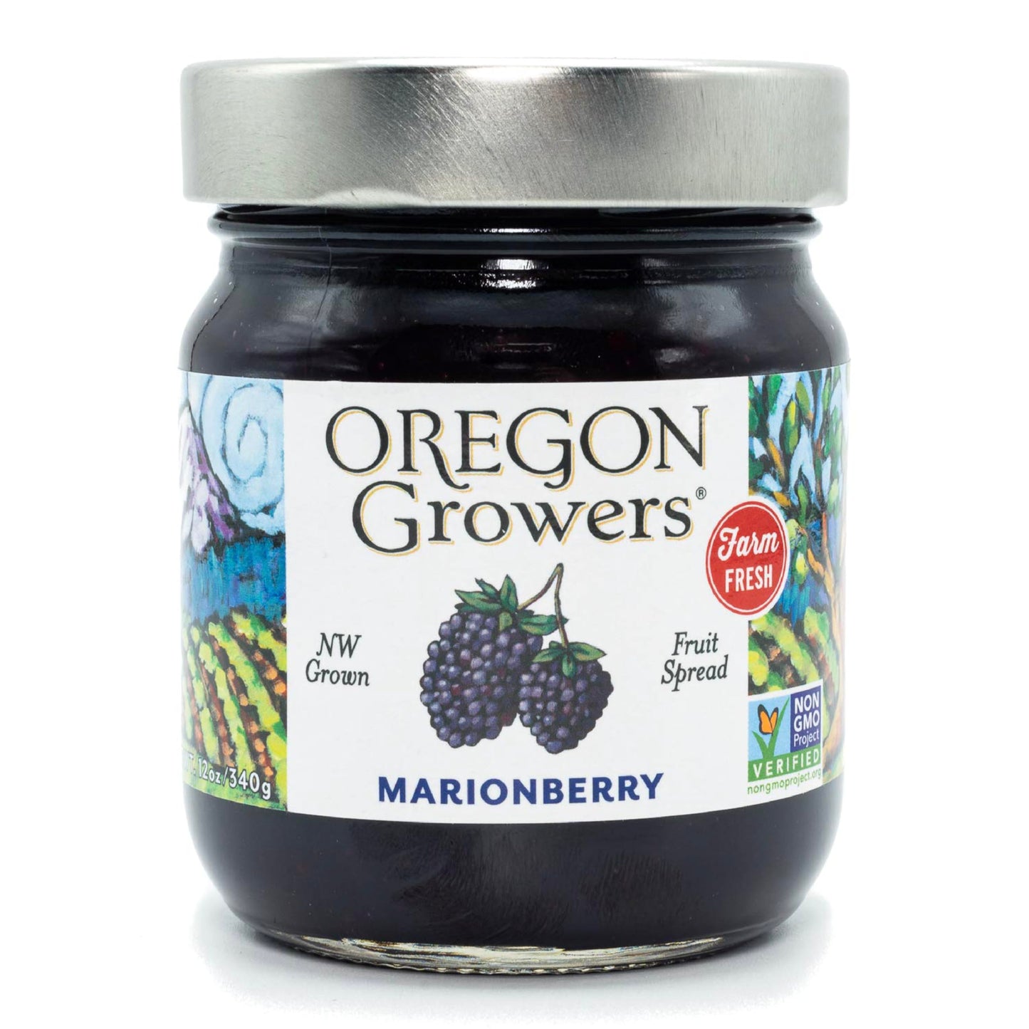 Oregon Growers, Marionberry Jam, Strawberry Jam, & Red Raspberry Jam Variety Pack - Marionberry Preserves, Strawberry Preserves, Red Raspberry Preserves, Organic Jelly - 12 Oz Each (Pack of 3)