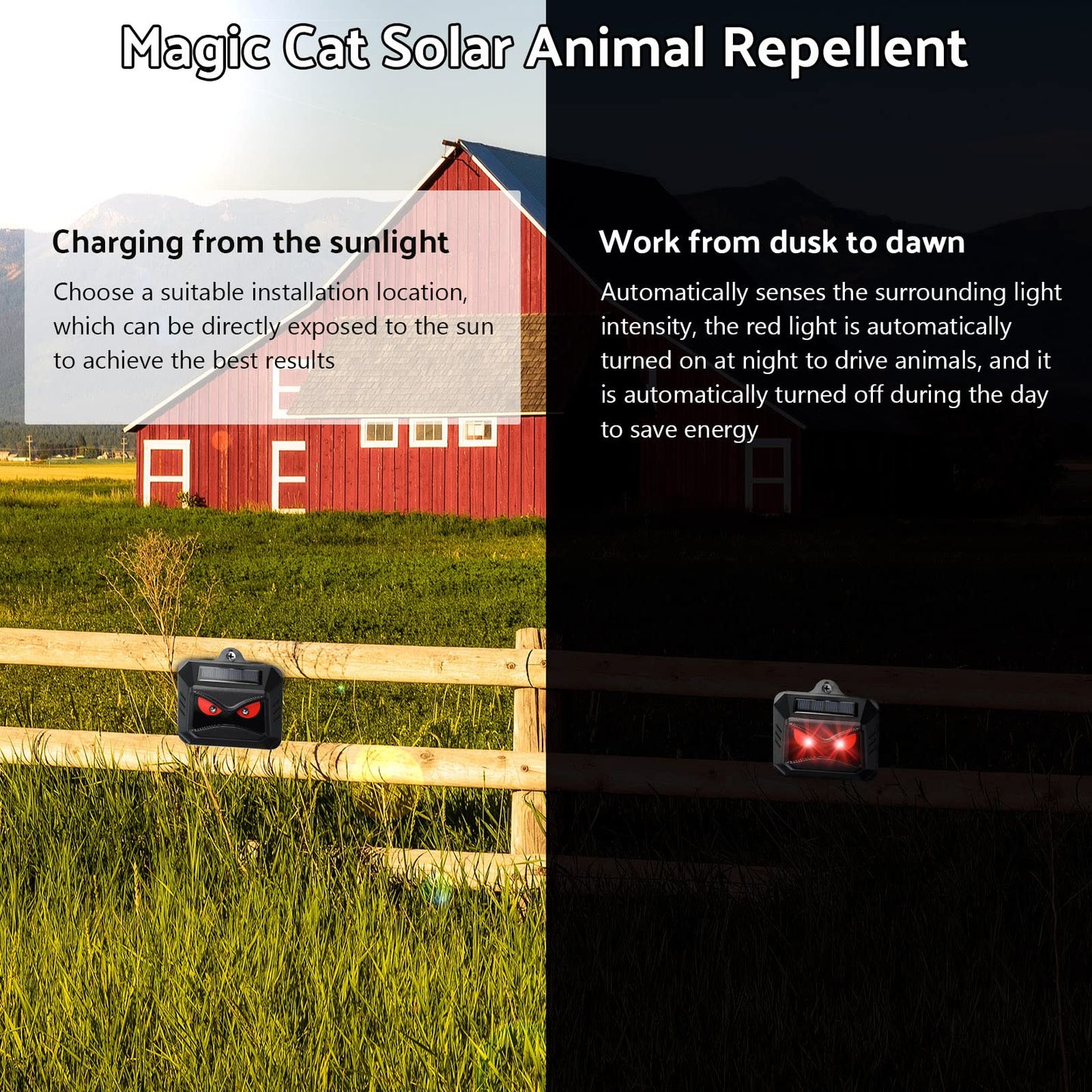 12 Pack Solar Control Light Nocturnal Animal Repeller Outdoor Deterrent Devices Light Sensor Animal Repellent for Skunk Deer Coyote Fox Raccoon Cat Garden Yard Farm Chicken Coop (Black)