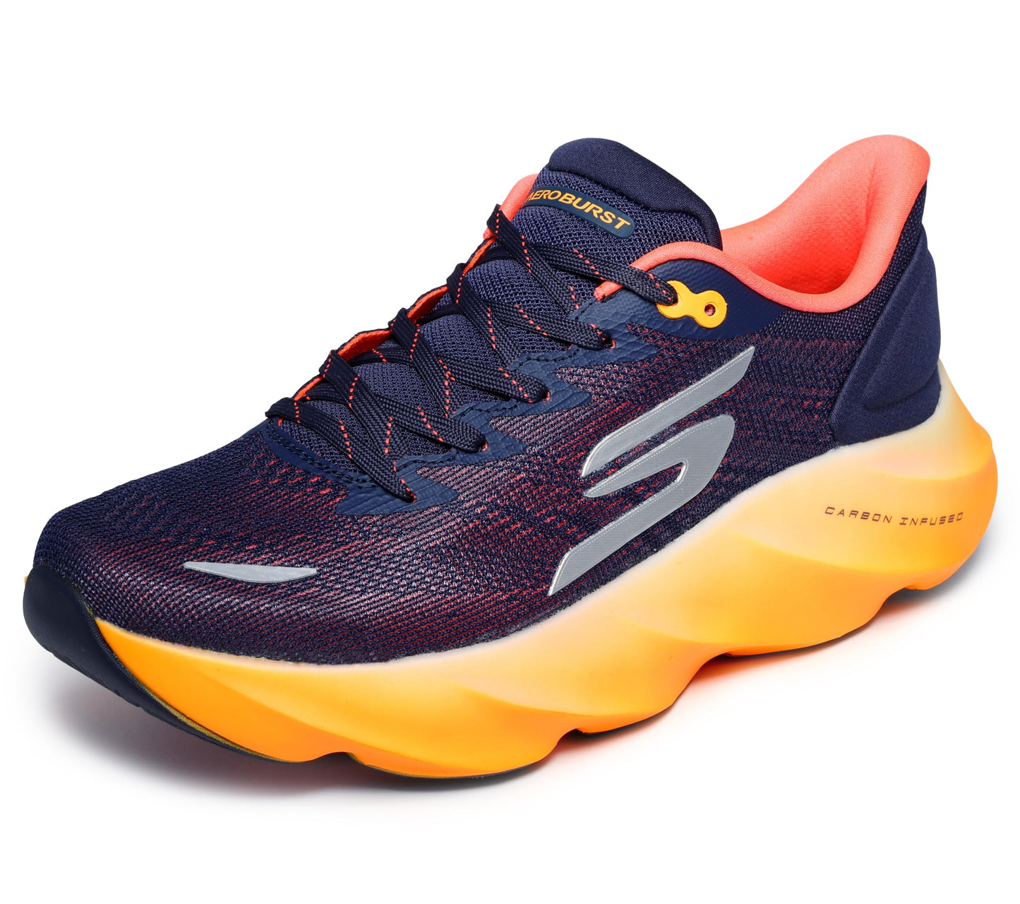 Skechers Men's Aero Burst Sneaker, Navy/Orange, 12