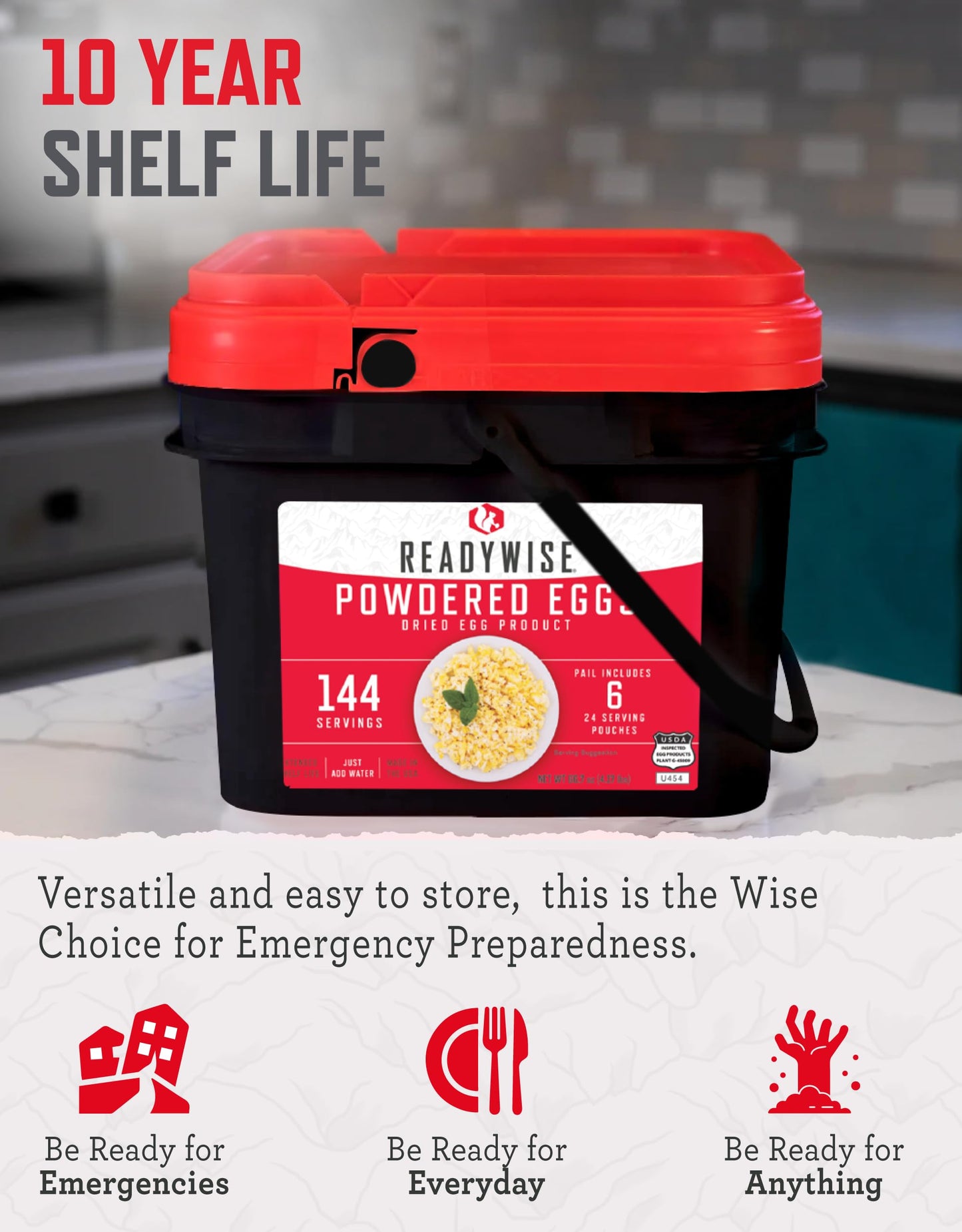 READYWISE - Emergency Food Supply Bucket, 120 Servings, MRE Meal Food Supply, Premade, Freeze Dried Survival Rations for Hiking, Adventure & Camping Essentials, Individually Packaged, 25 Year Shelf Life