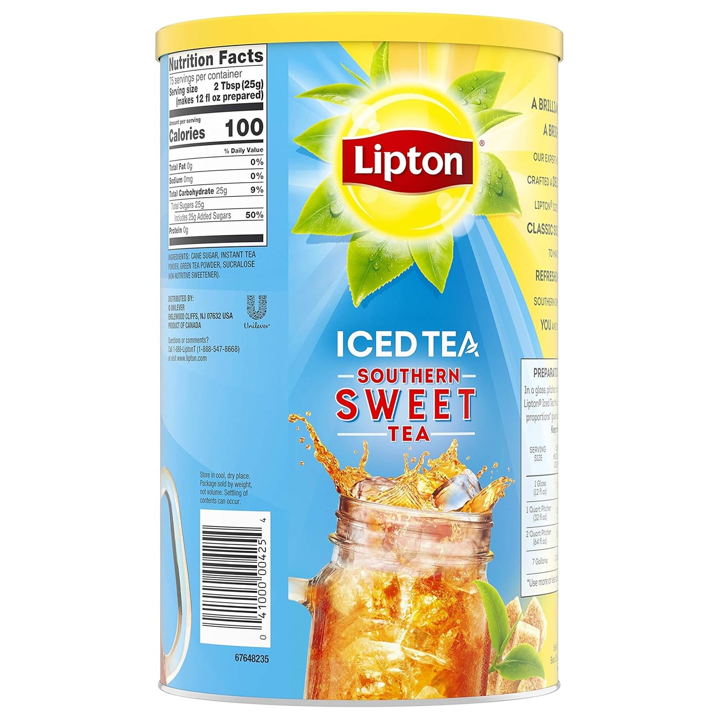 Lipton Southern Sweet Iced Tea Mix, Makes 28 Quarts, 1 Pack