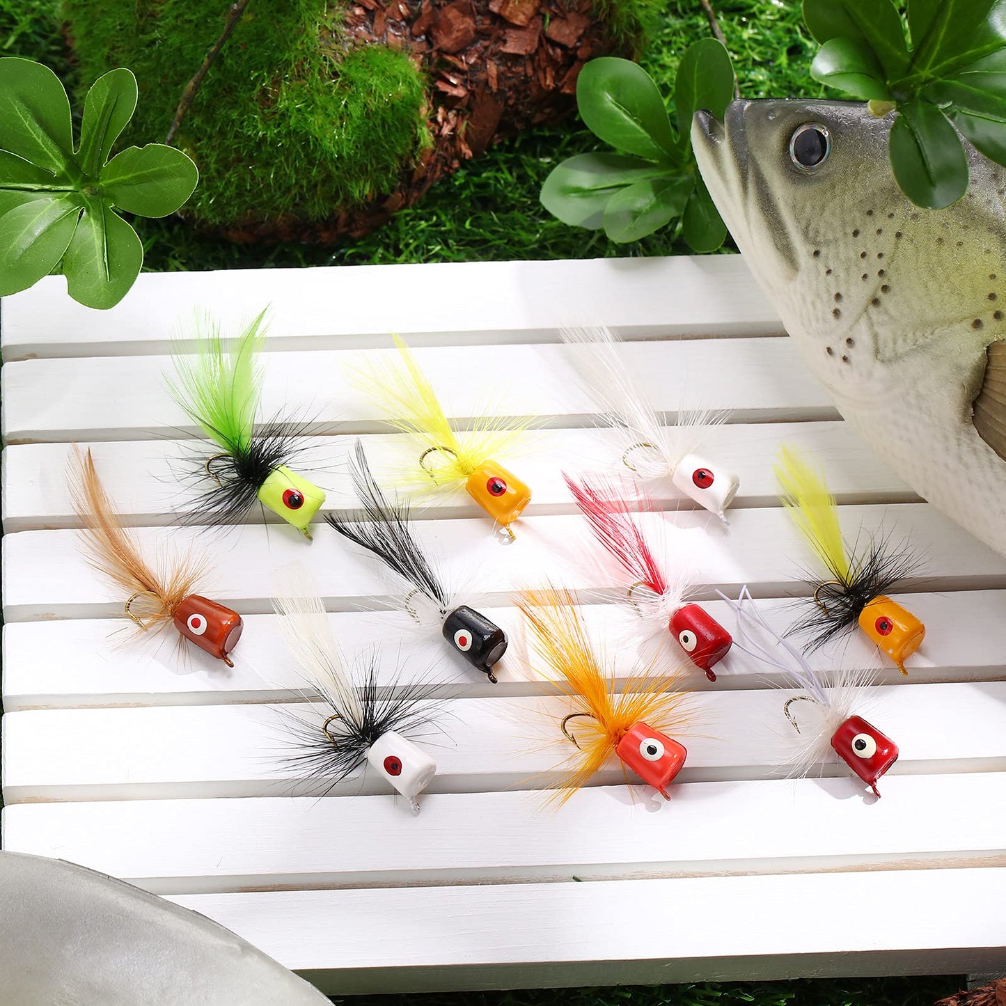 Fly Fishing Flies Fly Poppers Panfish Poppers Dry Flies Fishing Popper Lures for Trout Salmon Bass