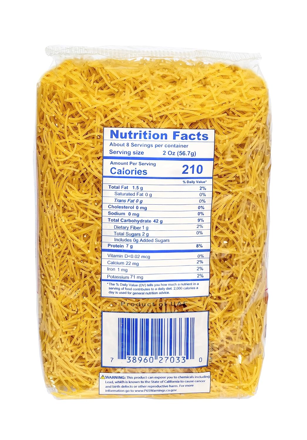 Tazah Vermicelli Noodles 15.87oz (450g) - Delicious, Nutritious, Quick-Cooking, Versatile Pasta - Ideal for Soups, Salads, Stir-Fry Dishes - Authentic Mediterranean Cuisine - Product of UAE
