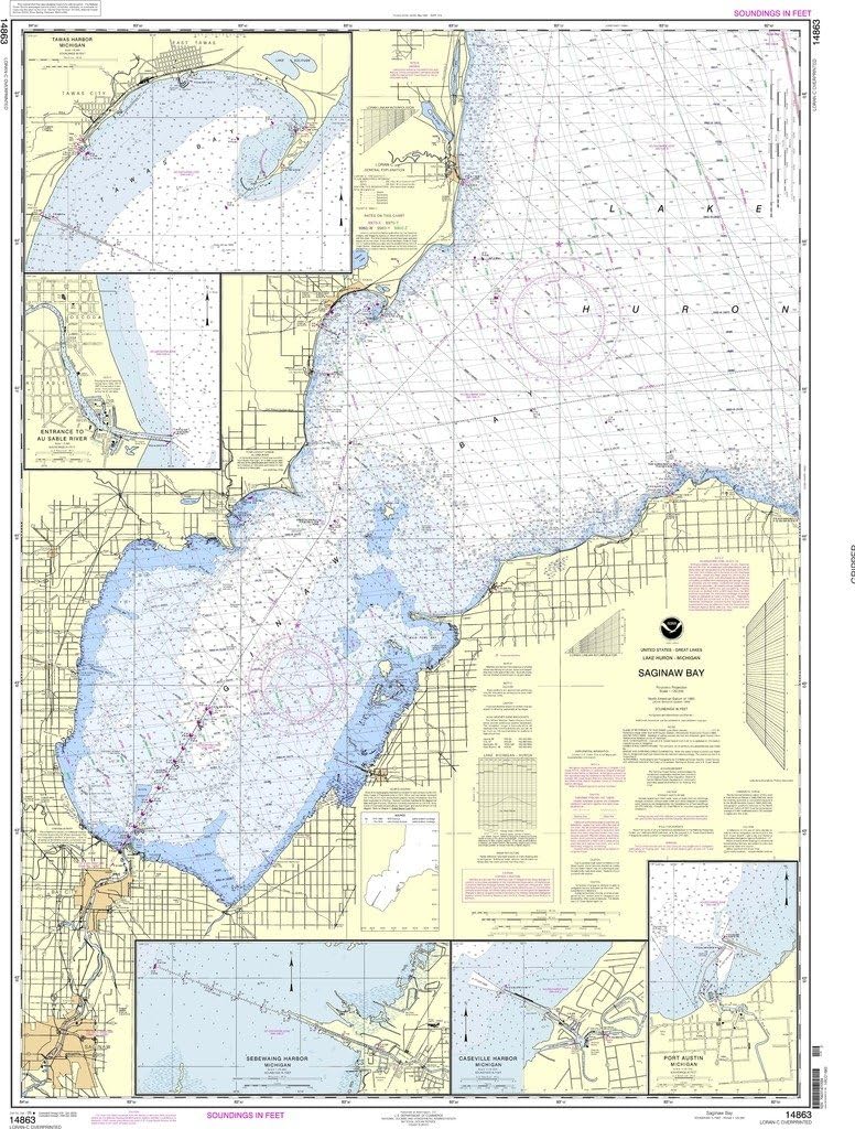 14863-Saginaw Bay - Port Austin Harbor, Caseville Harbor, Entrance to Au Sable River, Sebewaing Harbor, Tawas Harbor