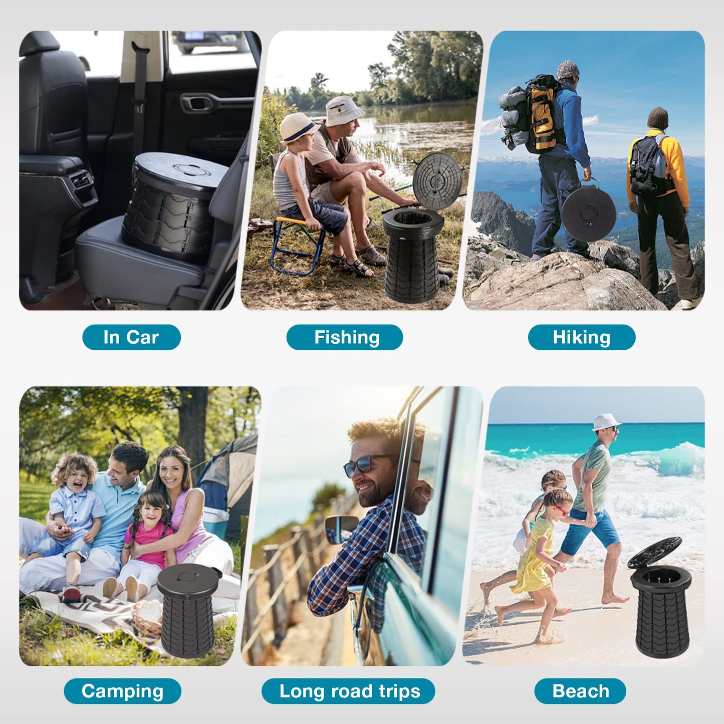 TRIPTIPS Upgrade Retractable Portable Toilet Travel Toilet Adjustable Height Camping Toilet Portable Potty for Adults Kids, Foldable Portable Toilet for Camping/Car