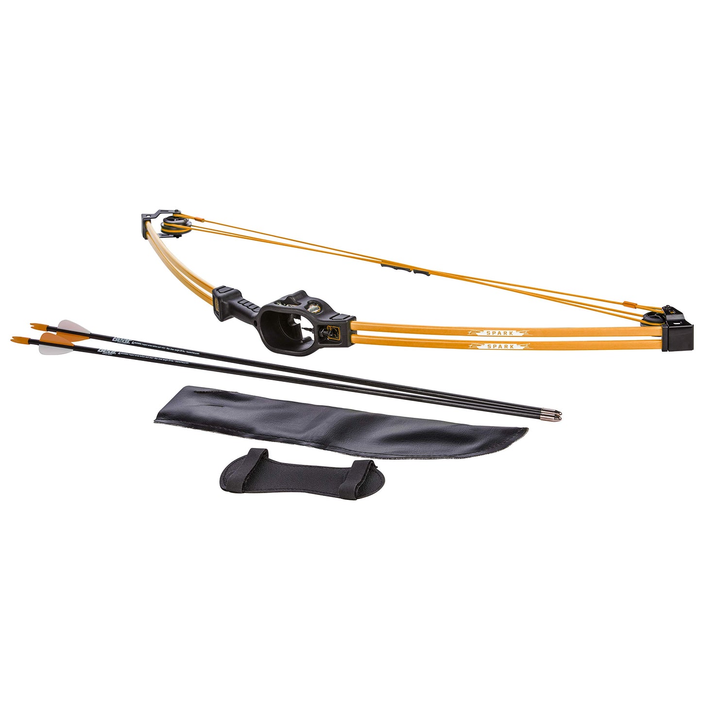 Bear Archery Spark Youth Bow Set, Recommended for Ages 5 to 10, Ambidextrous, Includes 2 Arrows, Armguard, Quiver
