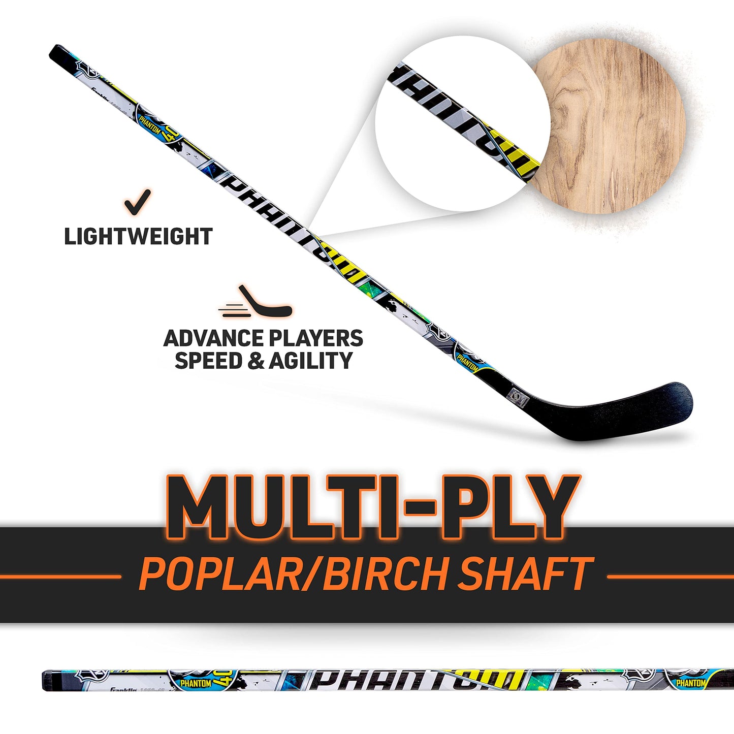 Franklin Sports NHL 1090 Phantom Street Hockey Stick - Kids Street Hockey Stick - 40" - Right Handed