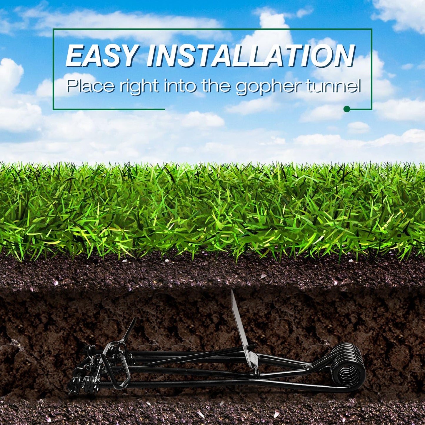 Qualirey 2 Pcs Outdoor Gopher Trap Easy Set Mole Trap Weather Resistant Gopher Killer Vole Killer for Lawn Garden Farm (Black)