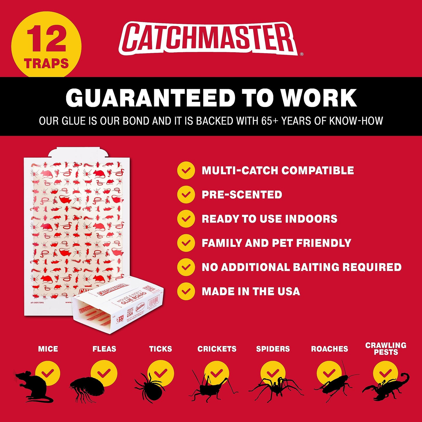 Catchmaster Pro Series Multi-Catch Mouse Trap 6-Pack, Humane Mouse Traps Indoor for Home, Rat Trap Outdoor with Replaceable Glue Boards, Pet Safe Pest Control, Live Catch for Garage & Shed