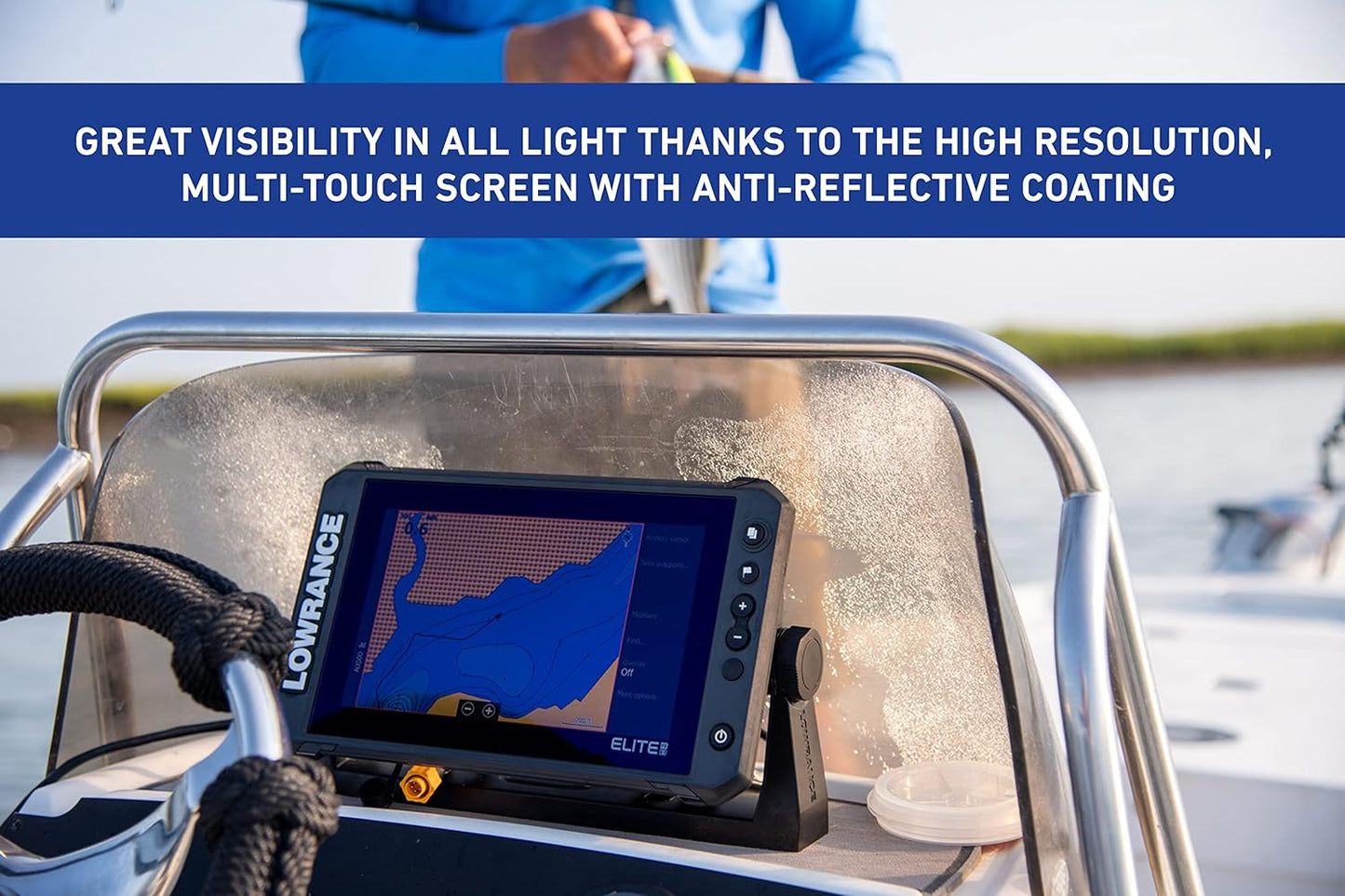 Lowrance Elite FS 9 Fish Finder with Active Imaging 3-in-1 Transducer, Preloaded C-MAP Contour+ Charts (Renewed)