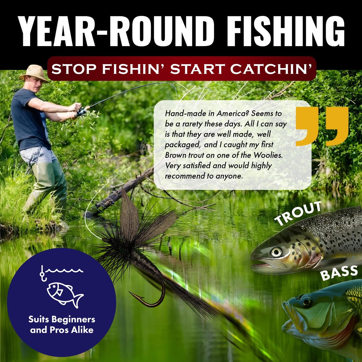 RoxStar Fly Fishing Shop | Proudly Hand Tied in The USA | Western Trout Fly Assortment | Top 24 Producing Trout Flies for The West | Gift Box Included | (24 Pack)