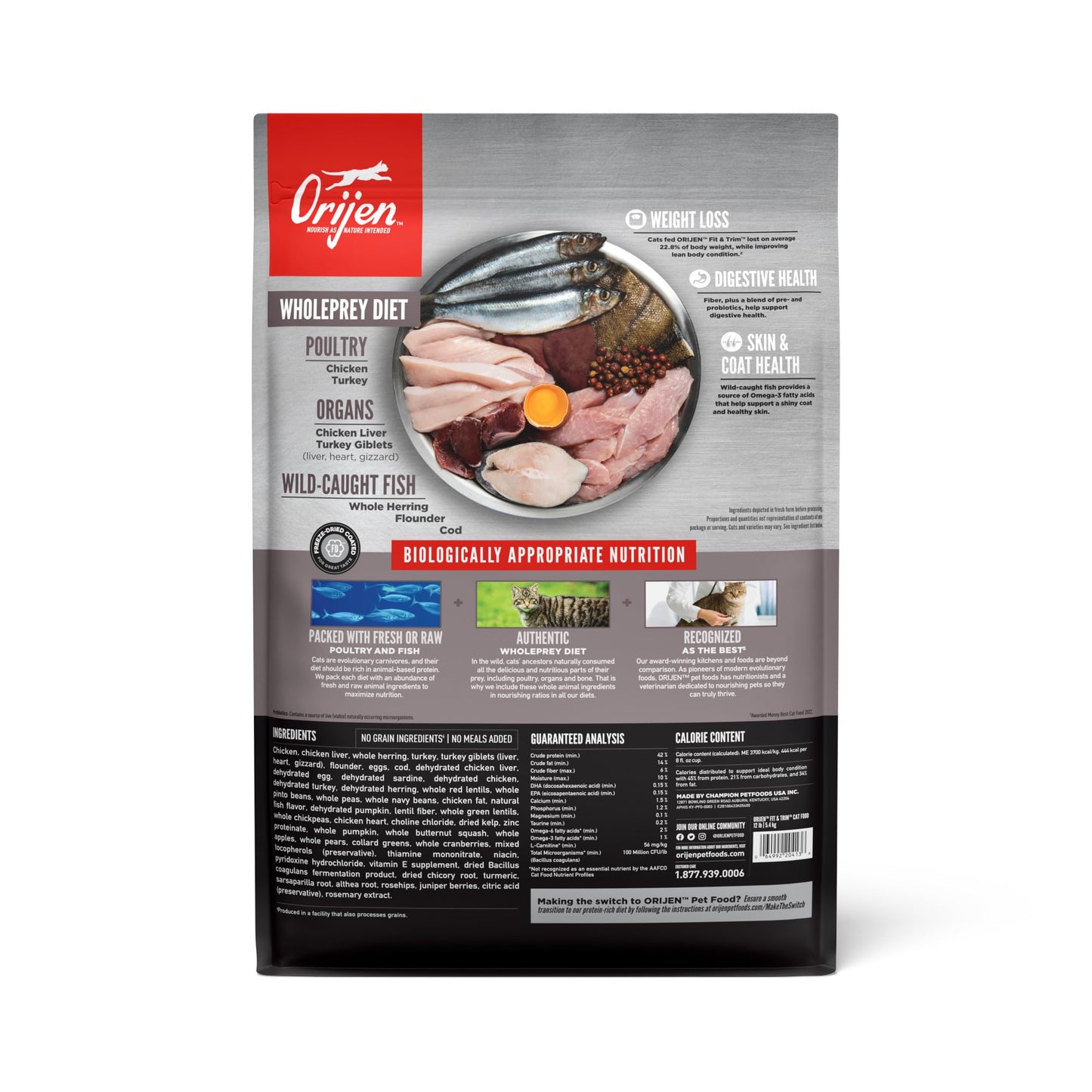 ORIJEN Grain Free High Protein Premium Dry Cat Food Original Recipe, 4lb Bag