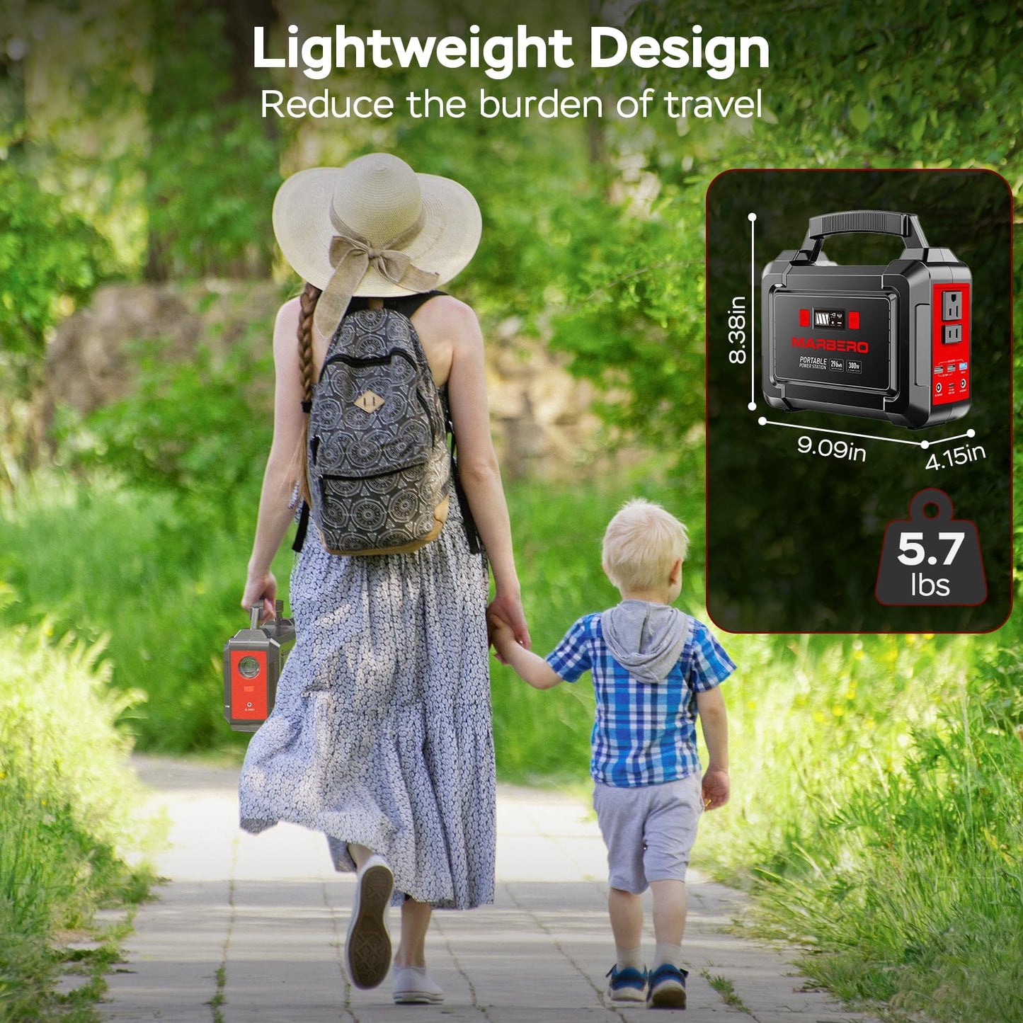 MARBERO Solar Generator 167Wh Camping Portable Power Station 200W Peak with Foldable Solar Panels 30W with AC Outlet 110V Multi-Port LED Flashlights for CPAP Home Camping Hurricane Emergency