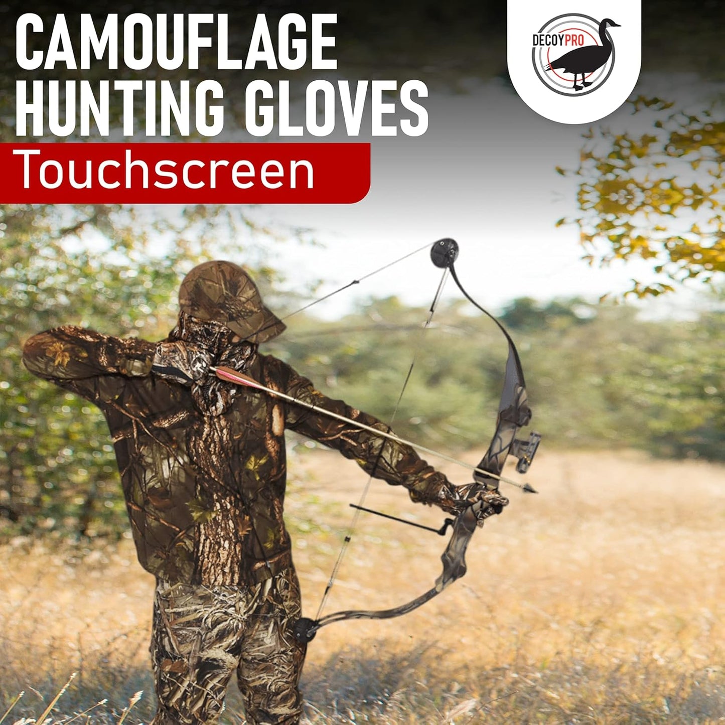 DecoyPro Men’s Camo Touchscreen Hunting Gloves – Lightweight, Thin, High-Performance Hunting Gear – L/XL