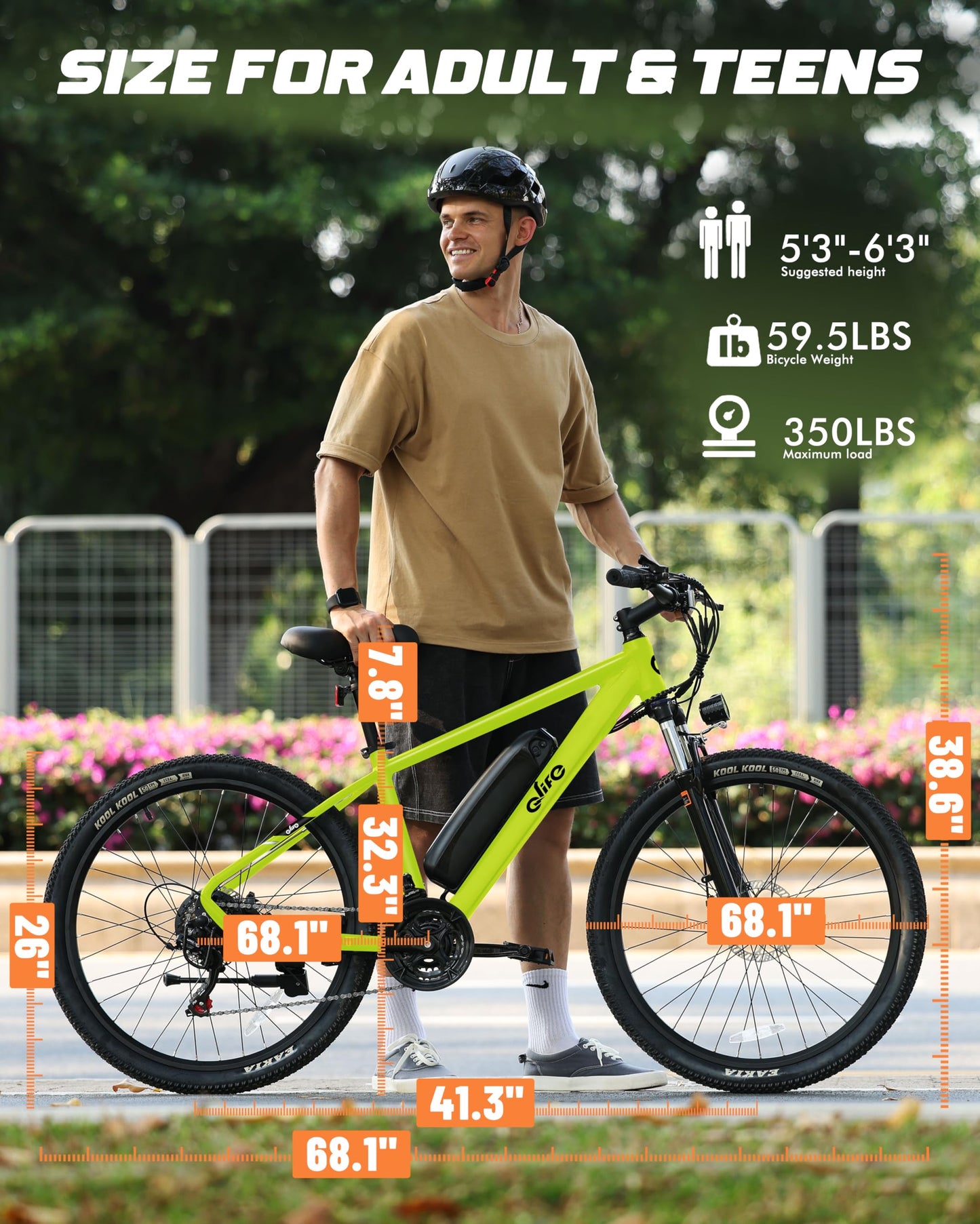 Racer Electric Bike for Adults - 21-Speed Mountain Lightweight Ebike with Peak 750W 22MPH Brushless Motor, 375Wh Removable Battery, 26X2.1 Tire Step Over E-MTB, Up to 40 Miles