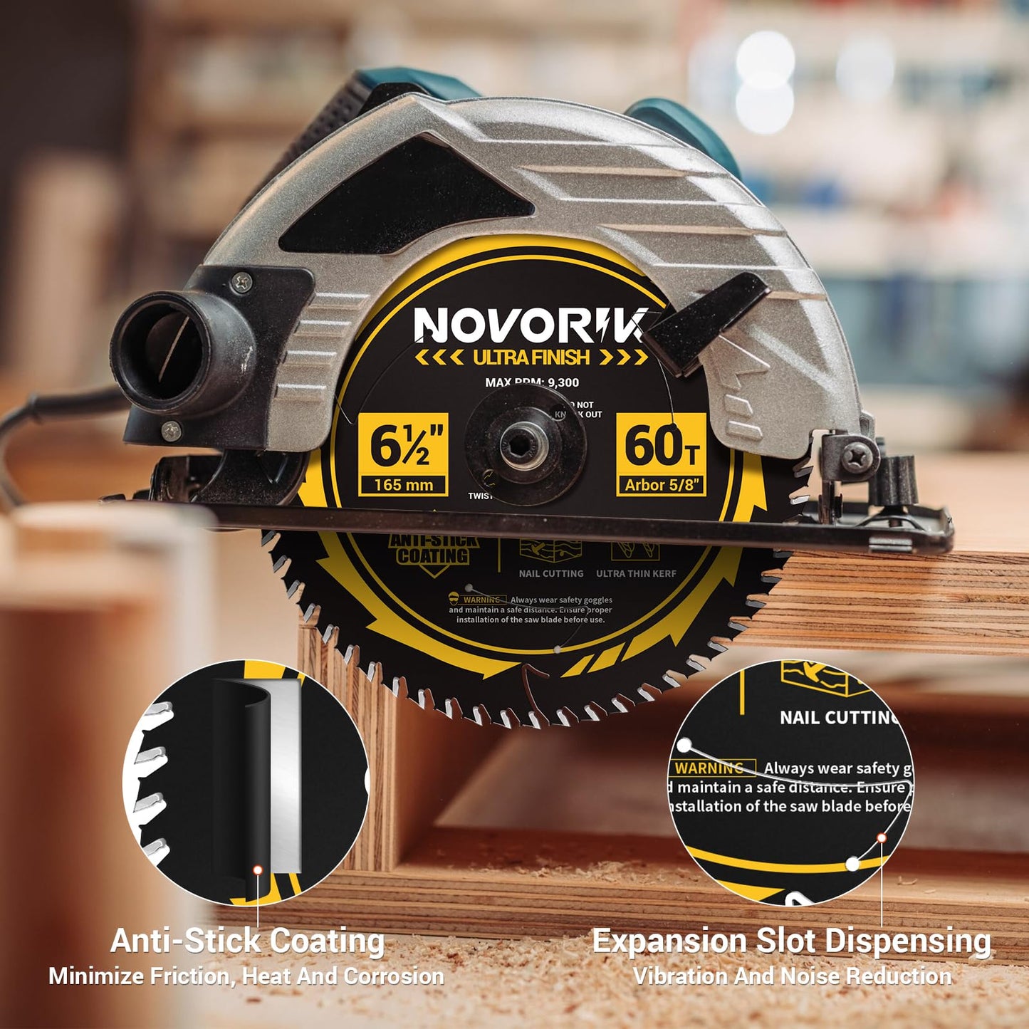 Circular Saw Blade 7-1/4" 24T&40T&60T, Saw Blade with Arbor 5/8", ATB Circular Saw Blade, Professional for Wood Cutting, 3-Pack