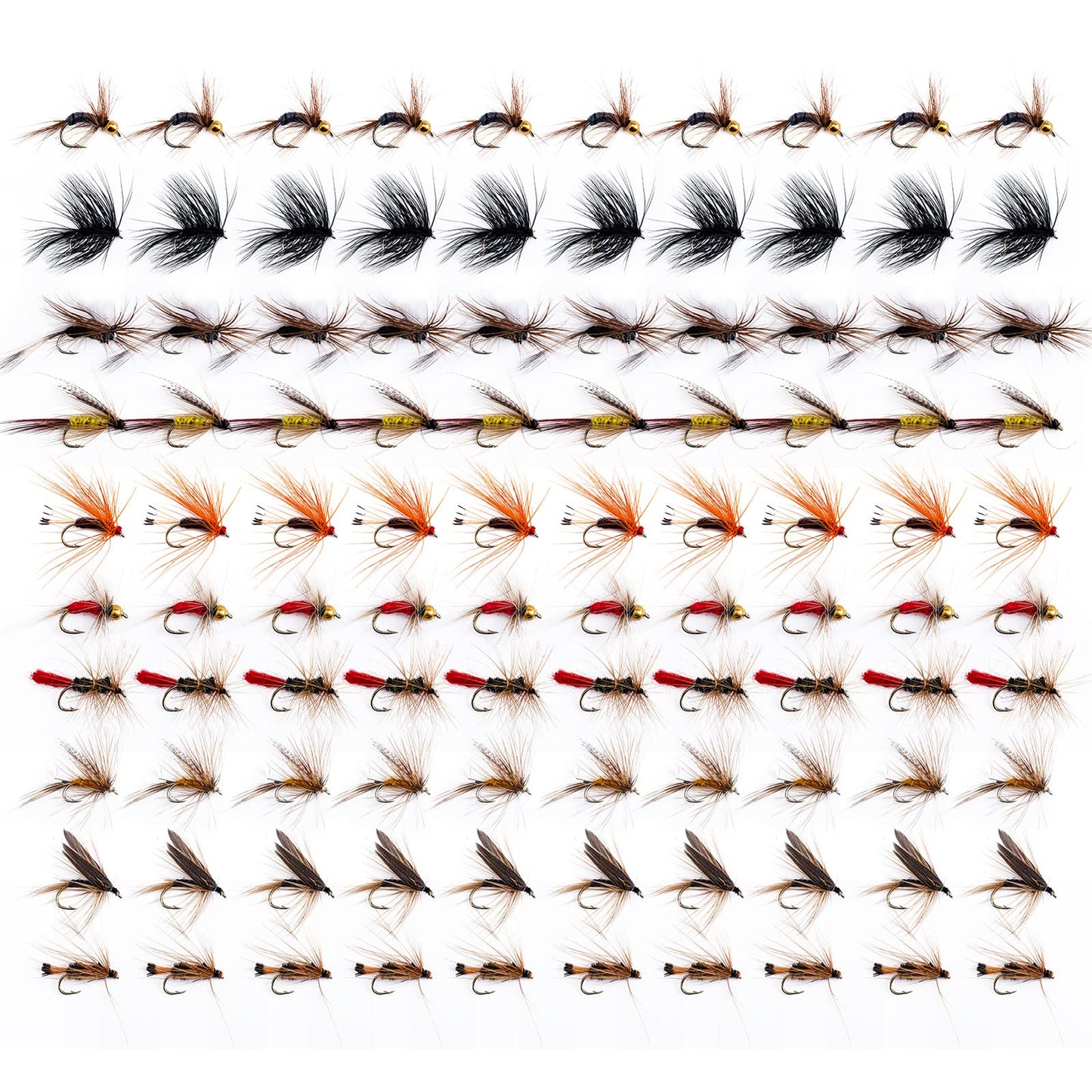 Goture Fly Fishing Flies Kit,25pcs/30pcs/100pcs Fly Fishing Lures,Dry Flies Wet Flies Streamers Nymphs Flies, Fly Fishing Assortment Kit for Bass Trout Salmon Fishing