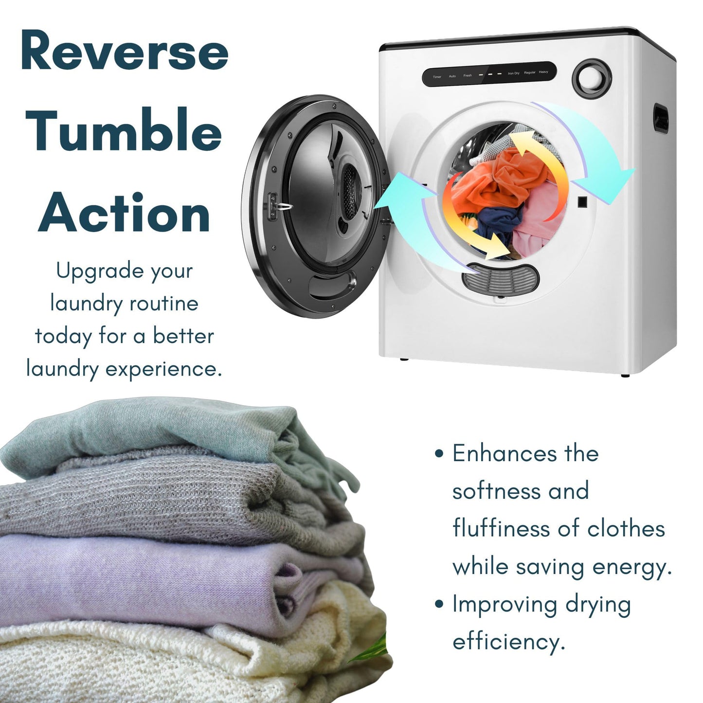 Dessiz 11LBS Compact Dryer 950W Portable Clothes Dryer Machine for Small Spaces, RVs and Apartments - Quiet, Sturdy ,Easy to Use and LED Display