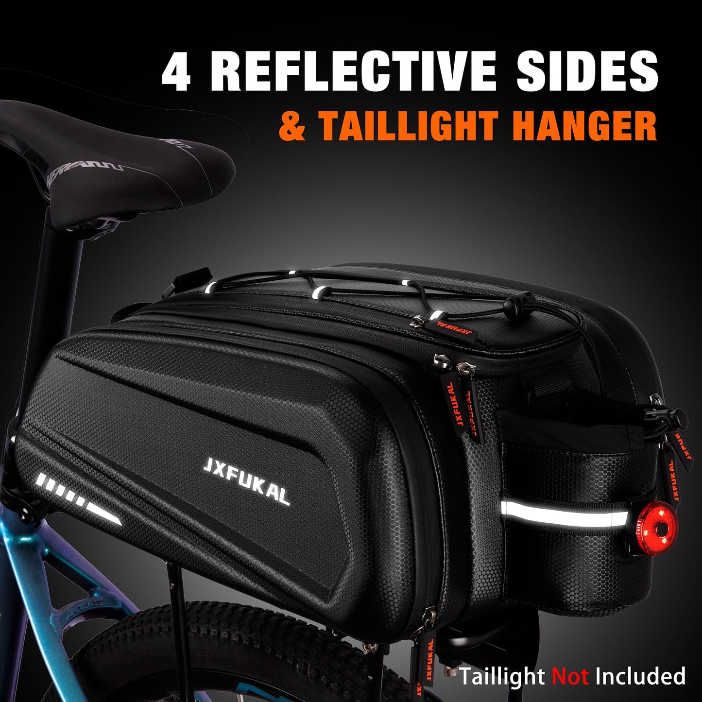 JXFUKAL Bike Bags for Bicycle Rear rack - 9.5L/17L/40L Hard Shell Waterproof Bike Ebike Trunk Pannier Saddle Seat Bag Carrier with Reflector, Rain Cover & Shoulder Strap for Commuter Travel Outdoor
