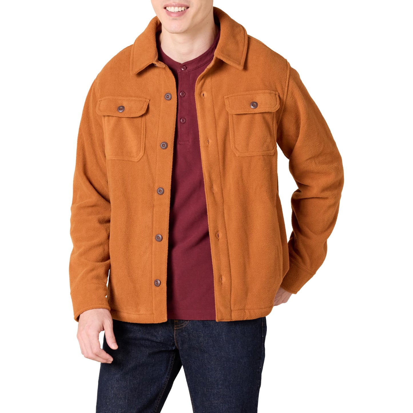 Amazon Essentials Men's Long-Sleeve Polar Fleece Shirt Jacket