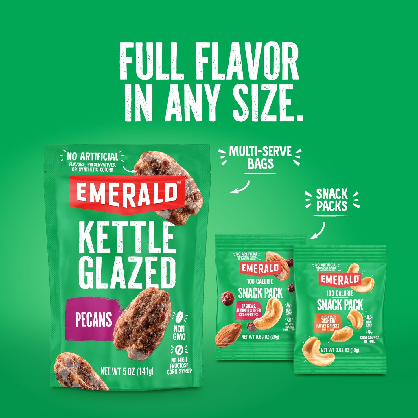 Emerald Nuts Mixed Nuts Variety Pack 18ct (1-Pack) , 100-Calorie Individual Packs , Features Dry Roasted Almonds, Natural Almonds & Walnuts, and Roasted & Salted Cashews