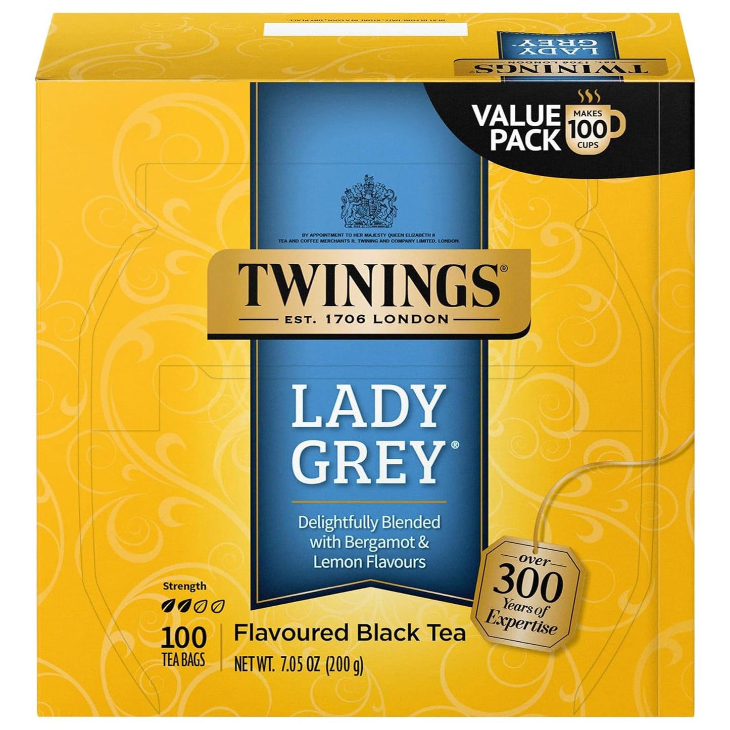 Twinings English Breakfast Black Tea Individually Wrapped Bags, 100 Count (Pack of 1), Smooth, Flavourful, and Robust, Caffeinated, Enjoy Hot or Iced, 100 Teabags