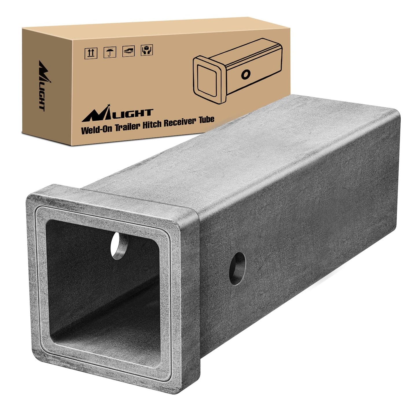 Nilight Trailer Hitch Receiver Extender Adapter Reducer 1-1/4 to 2Inch Hitch Adapter 6-1/2 inch Extension Sleeve Convertor 350Lbs with 1/2-Inch Diameter Pin and Clip with 5/8-Inch Adapter