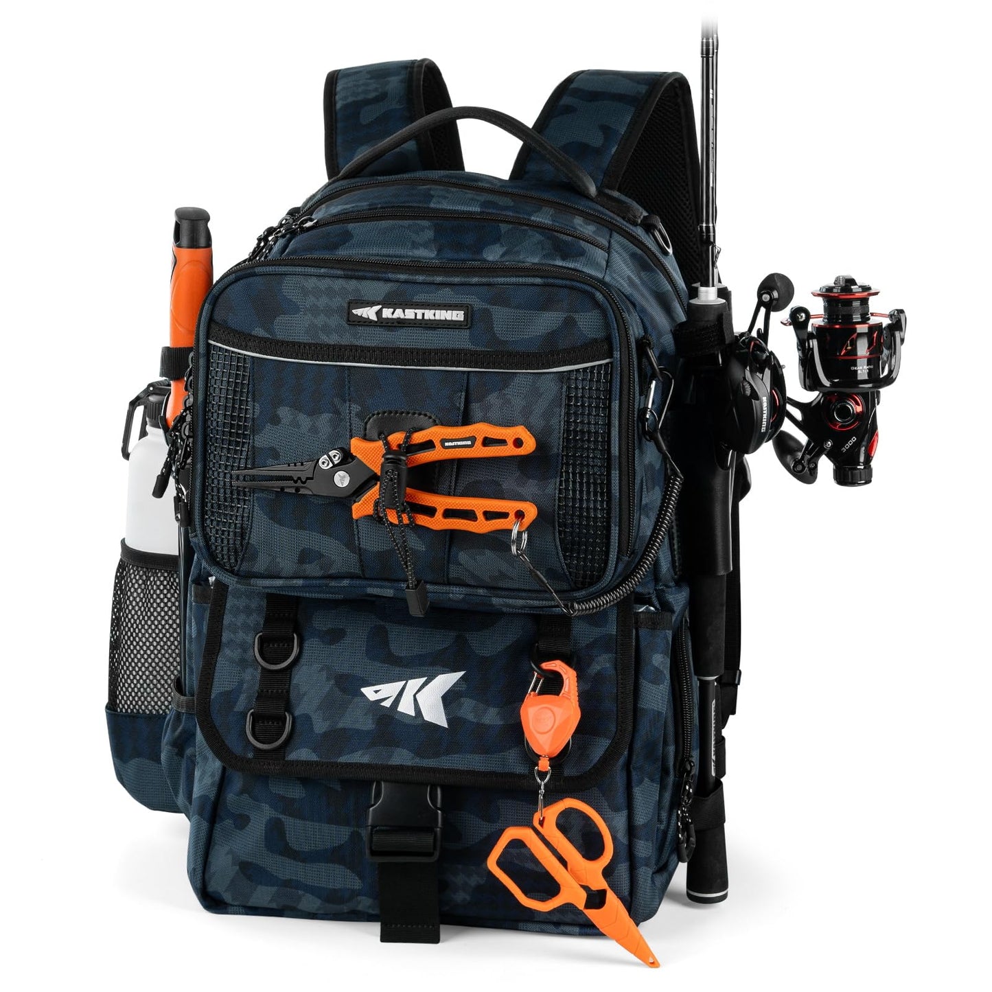KastKing BaitSpace 50L Fishing Tackle Backpack with Removable Bait Binder & 4 Tackle Boxes, Rod Holders Storage Fishing Gear