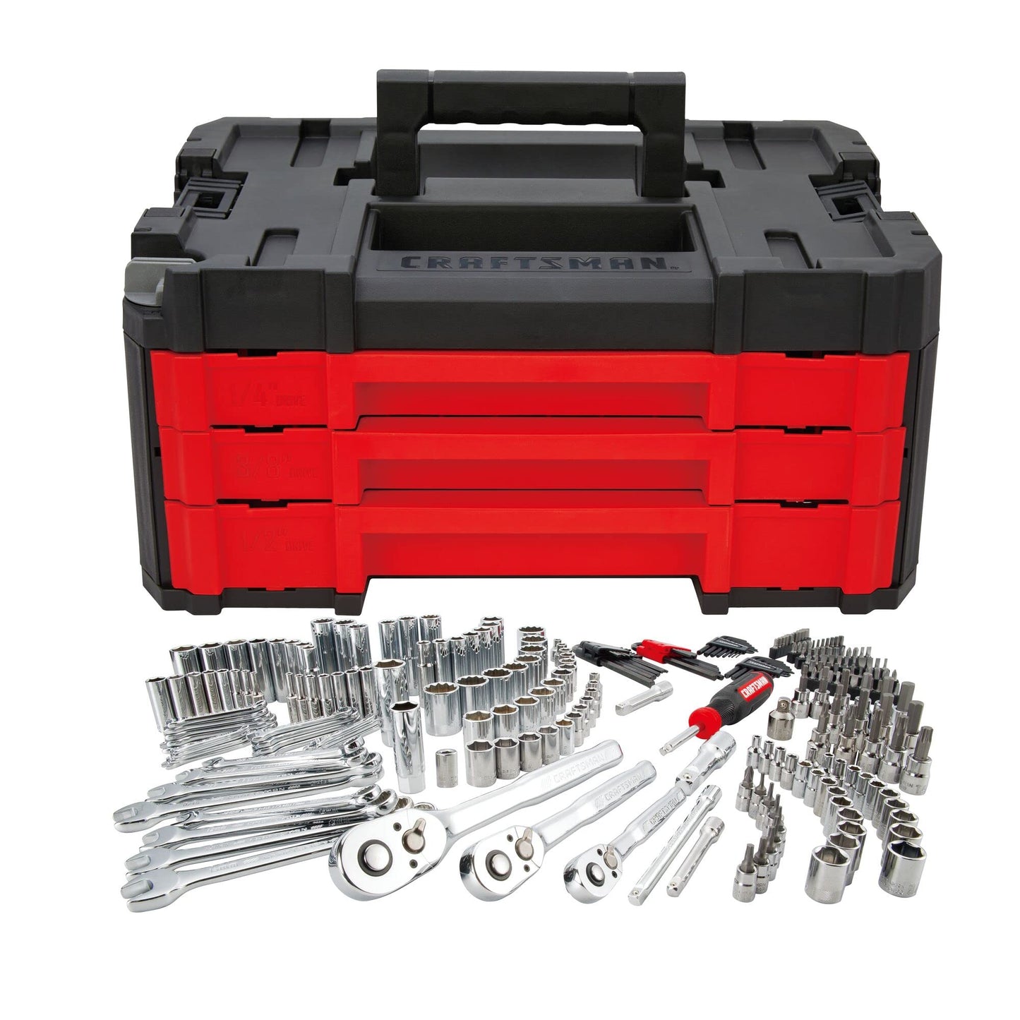 Craftsman VERSASTACK Mechanics Tool Set, 1/4 in, 3/8 in, and 1/2 in Drive, 230 Piece (CMMT45306)