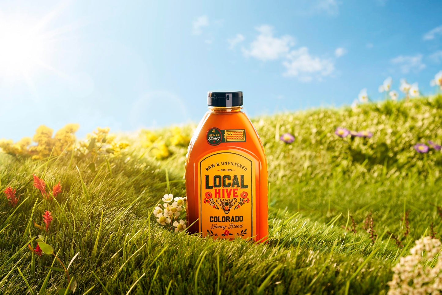 Local Hive Midwest Raw Unfiltered Honey – 16 oz, 100% Pure US Honey, Sourced from American Bees and Beekeepers - Natural Sweetener, Ideal for Tea, Baking, and Cooking