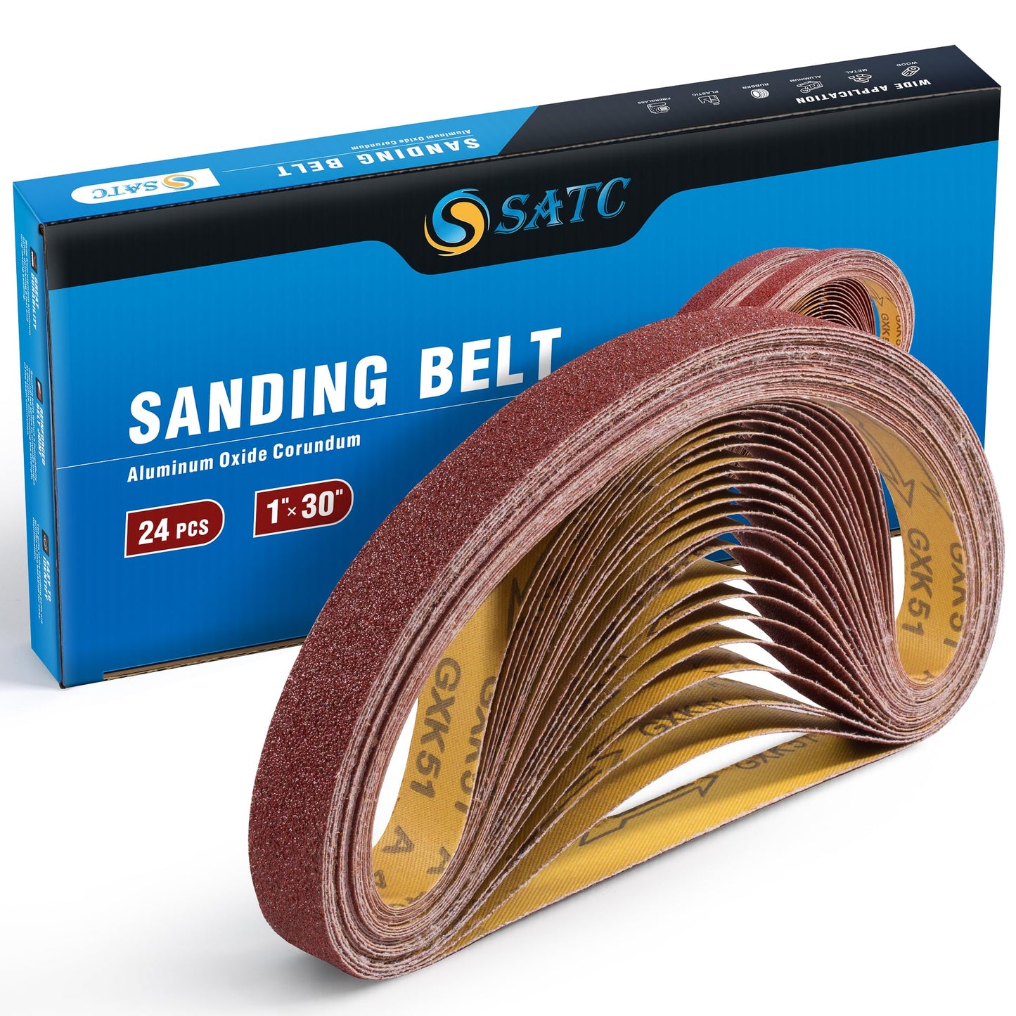 S SATC 3x18 Sanding Belts 20PCS Belt Sander Paper Aluminum Oxide (3 Each of 60/80/120/150/240/400 Grits & 2 of 40 Grits) Ideal for Wood Metal Paint Sanding