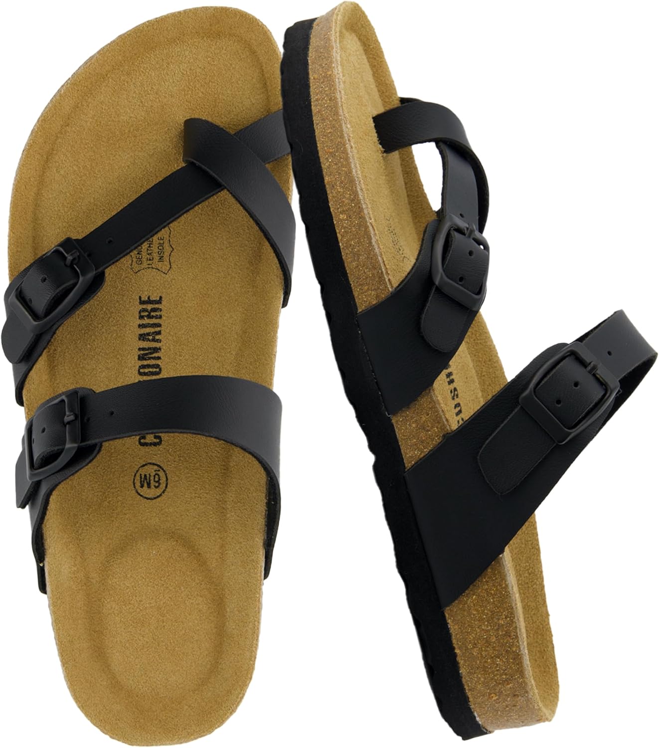 CUSHIONAIRE Women's Luna Cork Footbed Sandal With +Comfort
