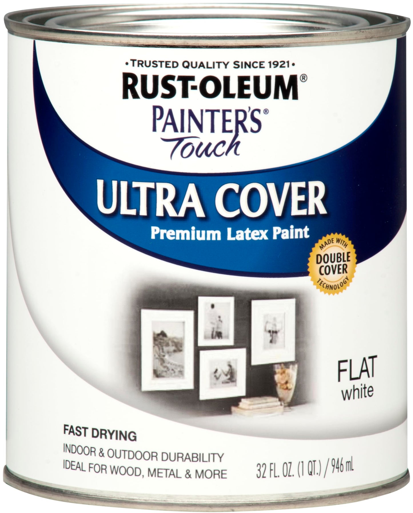 Rust-Oleum 1976502 Painter's Touch Latex Paint, Flat Black 32 Fl Oz, 1 Quarts, (Pack of 1)