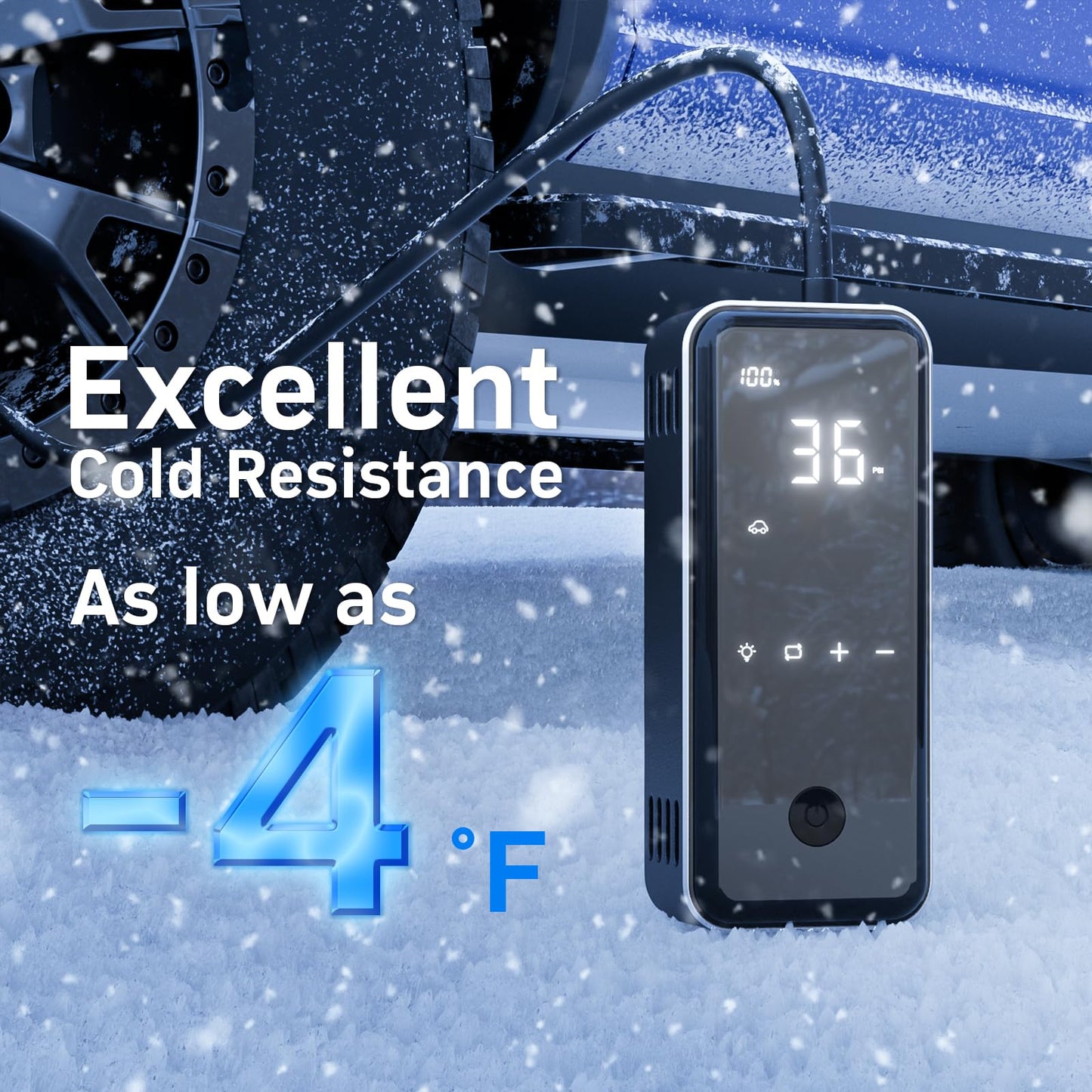 DENVIX Tire Inflator Portable Air Compressor, 2X Faster Inflation Cordless Air Compressor, Electric Air Pump for Car Tires with 15000 mAh Battery Capacity, 45W 3X Faster Charging, Deluxe Package.