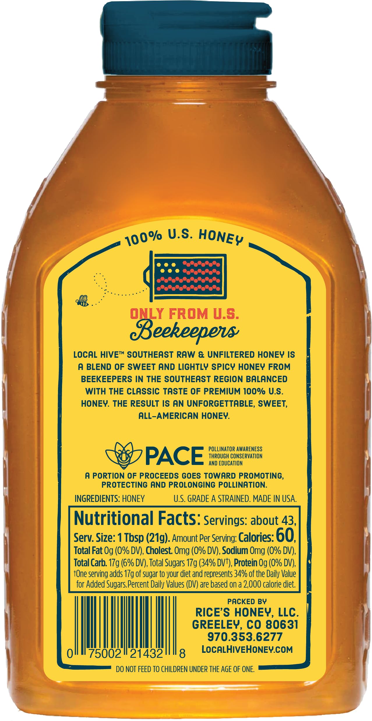 Local Hive Midwest Raw Unfiltered Honey – 16 oz, 100% Pure US Honey, Sourced from American Bees and Beekeepers - Natural Sweetener, Ideal for Tea, Baking, and Cooking