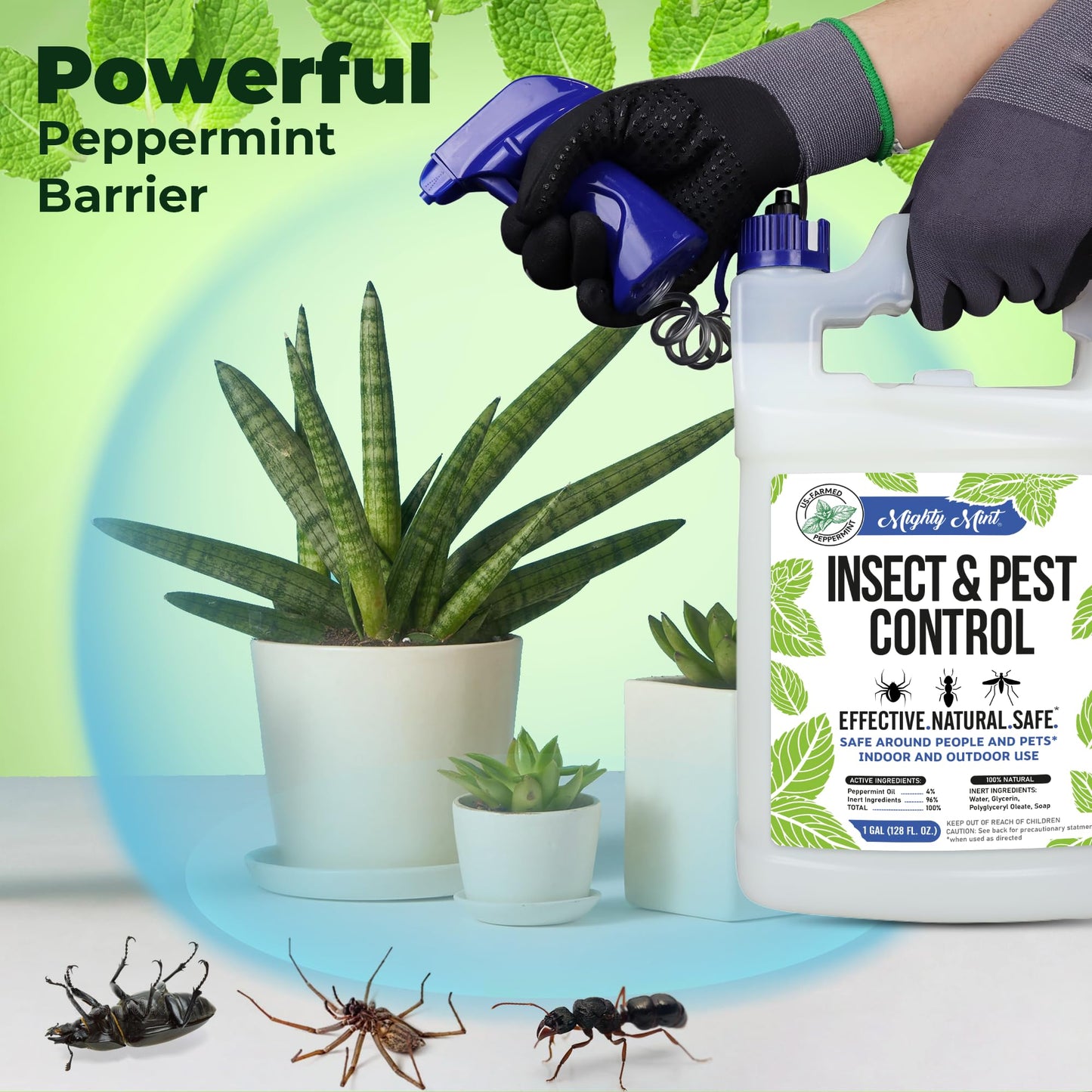 Mighty Mint Gallon (128 oz) Insect and Pest Repellent Peppermint Oil - Natural Spray for Spiders, Ants, and More