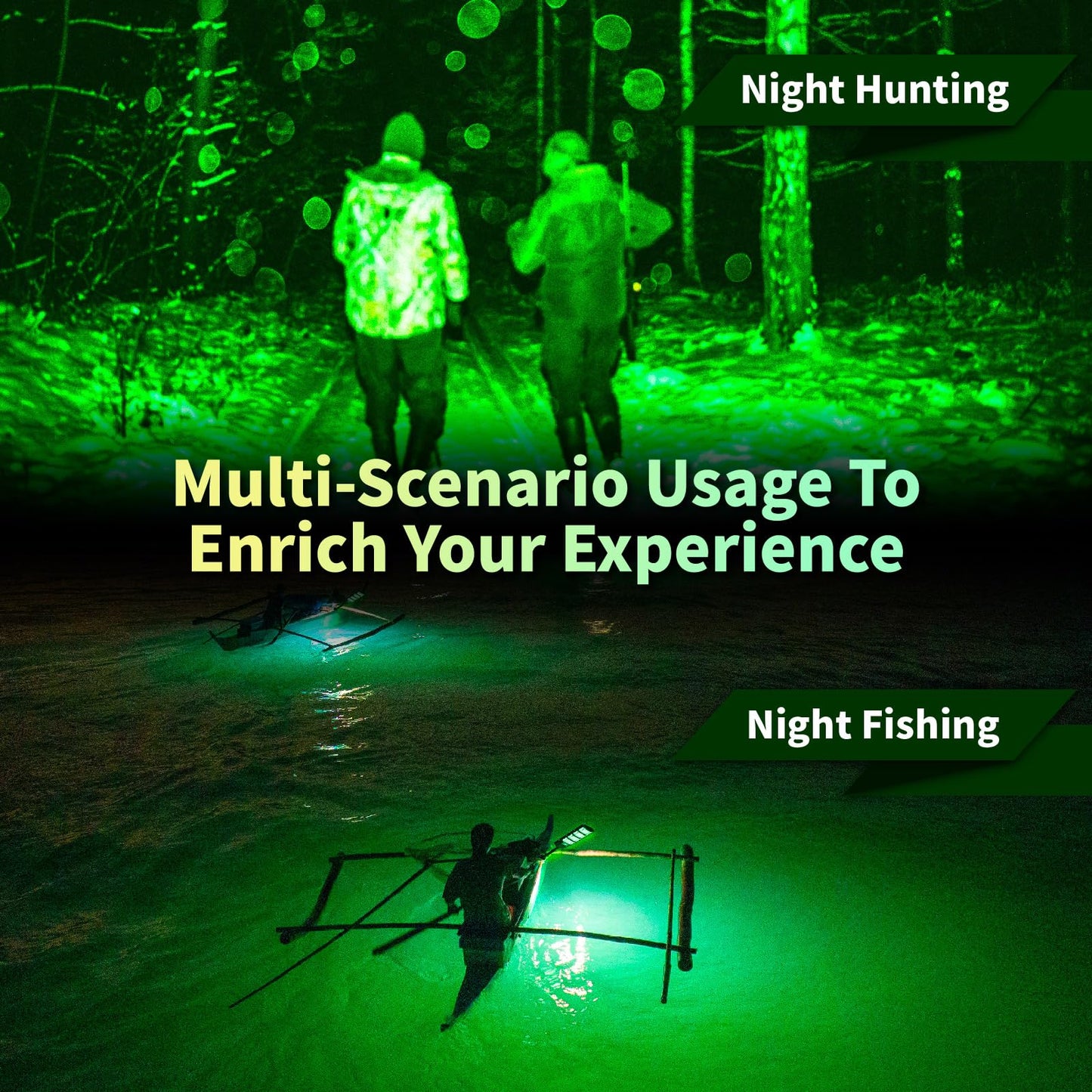 Hog Lights for Night Hunting - Ultra-Bright Green Hog Hunting Lights with Remote Control and Motion Sensor, Solar-Powered and Rechargeable Feeder Green Light for Hunting Hogs Deer Varmint