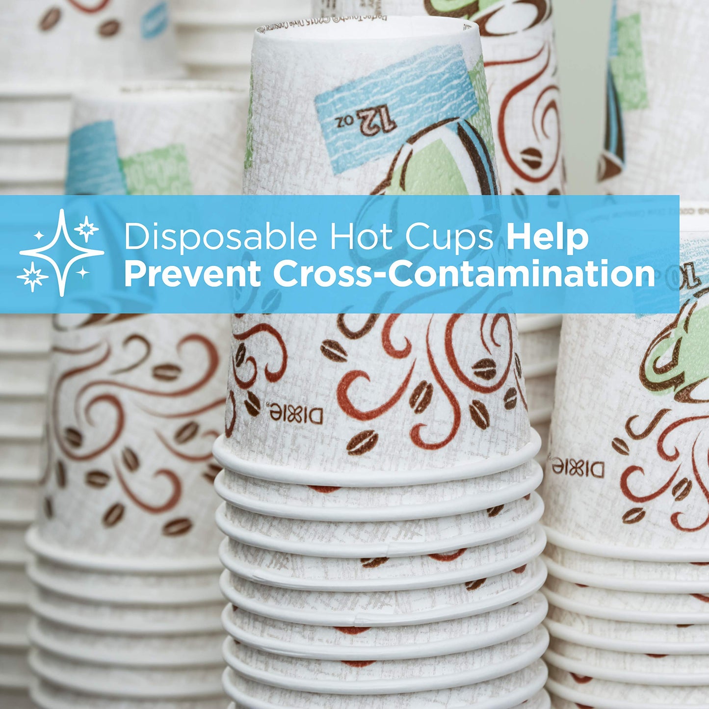 Dixie PerfecTouch 12 oz Paper Coffee Cups By GP PRO, Coffee Haze Design, 500 Count (25 Disposable Cups Per Sleeve, 20 Sleeves Per Case), 5342DX