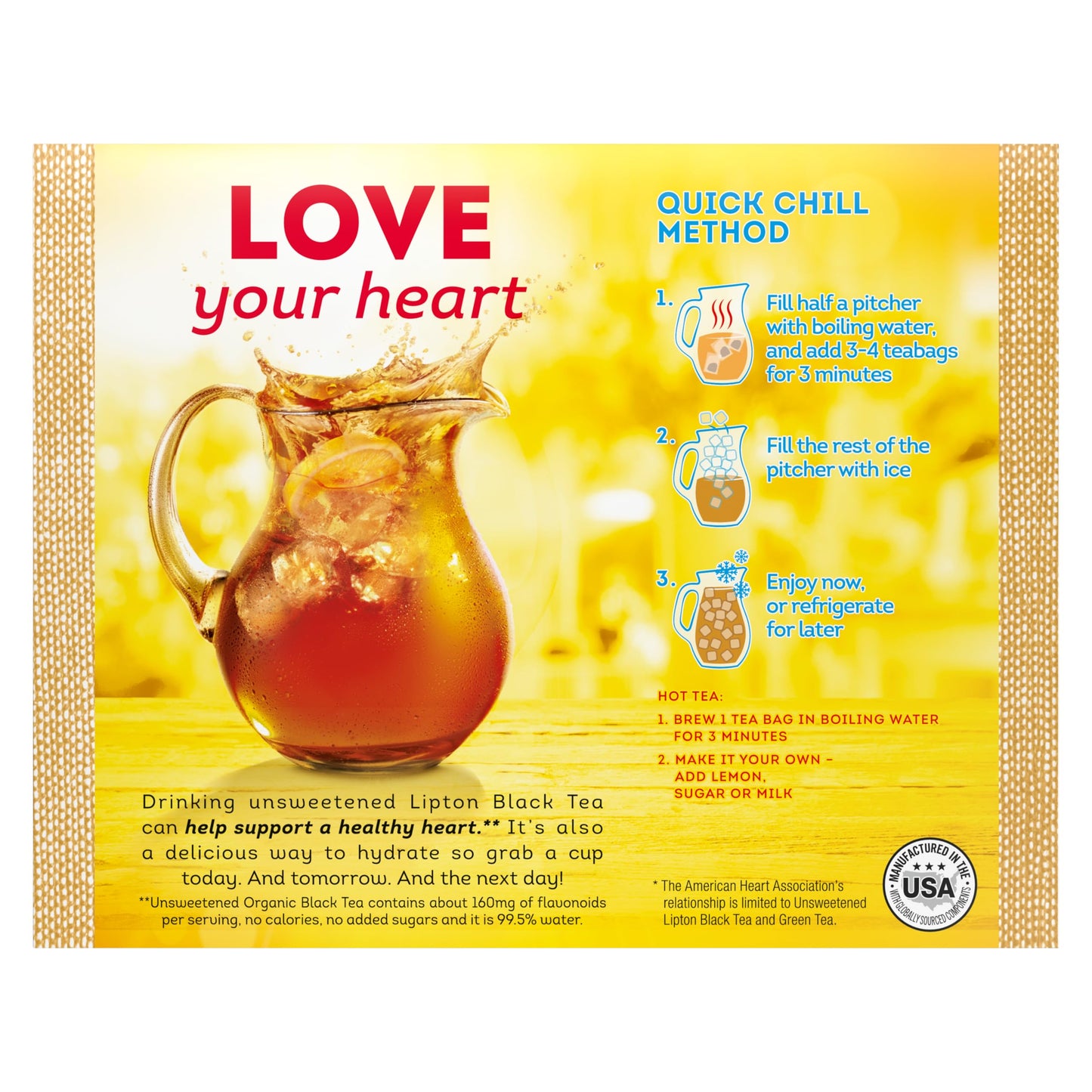 Lipton Organic Tea Bags Tastes Great Hot or Iced Organic Black Tea Can Help Support a Healthy Heart 5.74 oz 72 Count, Pack of 5