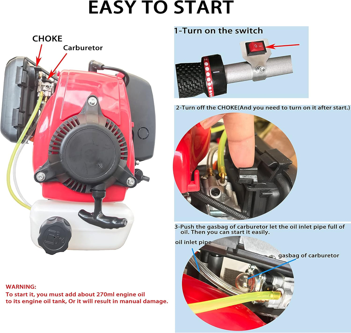 Outboard Motor Boat Engine 4 Stroke 4.0 HP Marine Boat Motor with Air Cooling System and Manual Pull Start for Inflatable Fishing Boats Yachts Water Sport Tools, with Shade