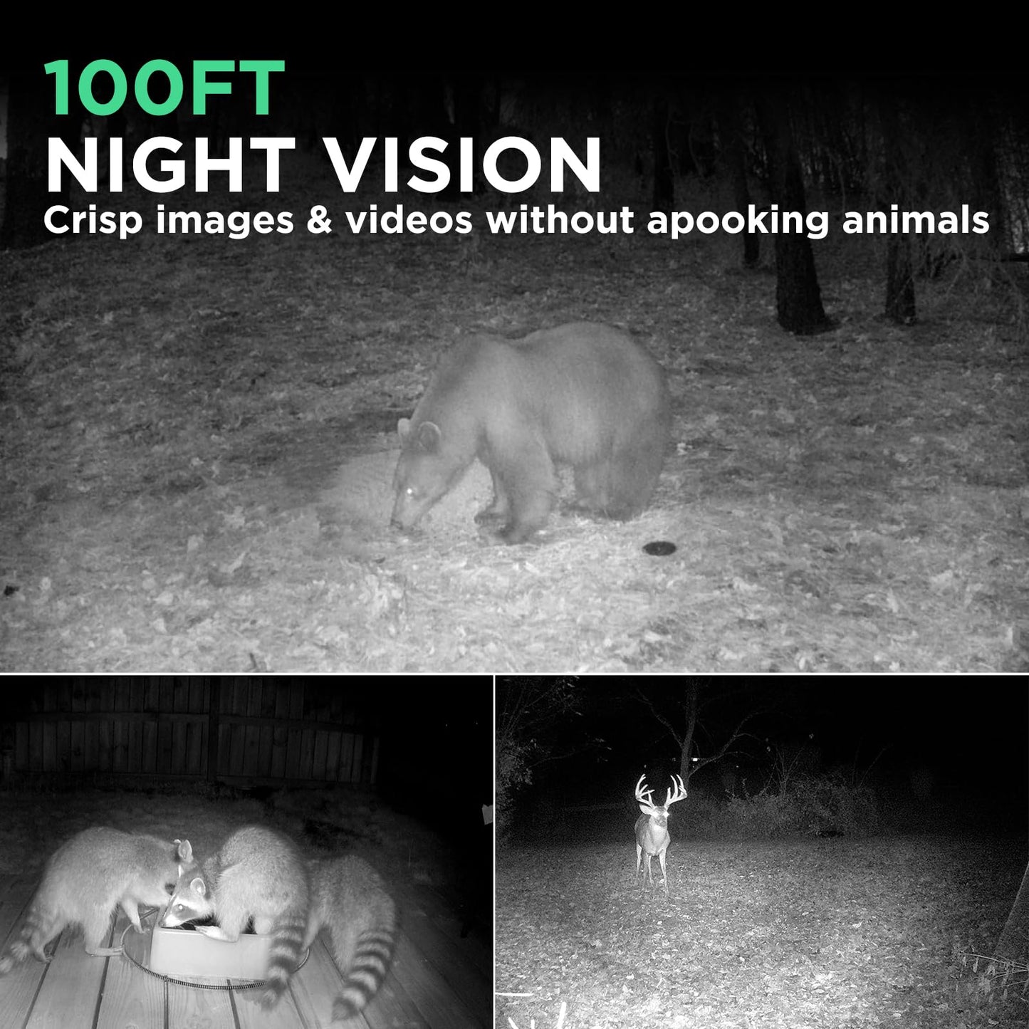 Vikeri Trail Camera, 4K 48MP Game Camera with Night Vision Motion IP66 Waterproof 130°Wide-Angle, 0.05s Trigger Hunting Trail Cam with 48pcs No Glow Infrared LED for Wildlife Monitoring