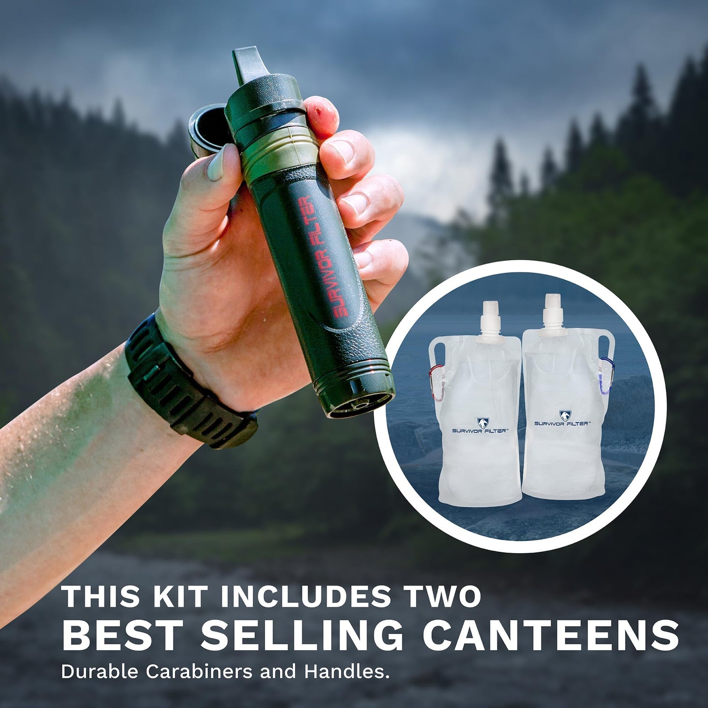 Survivor Filter Portable Water Filter Straw - Water Filter Camping, Travelling and Hiking - BPA-Free