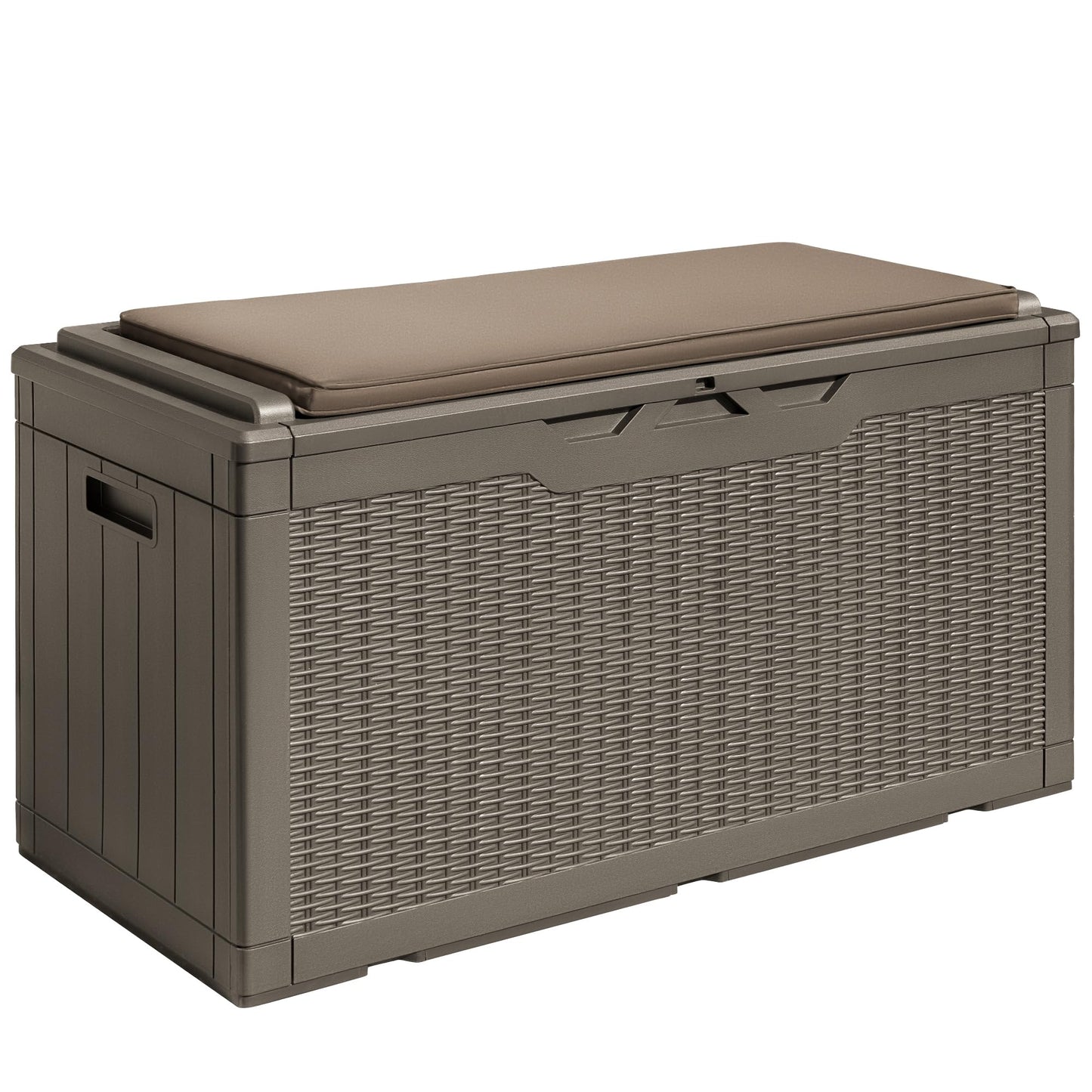 Devoko 100 Gallon Waterproof Large Resin Deck Box Indoor Outdoor Lockable Storage Container for Patio Furniture Cushions Garden Tools (100 Gallon, Black)