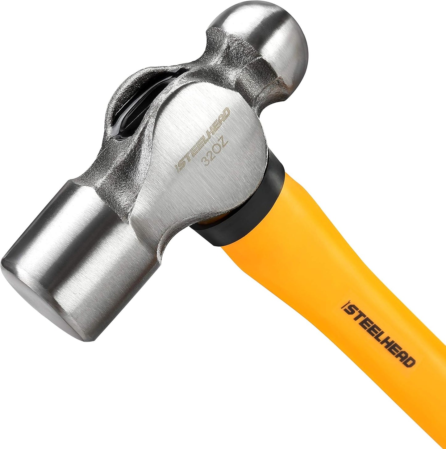 STEELHEAD 5-Piece Fiberglass Handle Hammer & Mallet Set - 16oz Ball-Peen, 32oz Ball-Pein, 32oz Rubber Mallet, 3lb Sledge, 3lb Cross-Pain - Metal Working, USA-Based Support