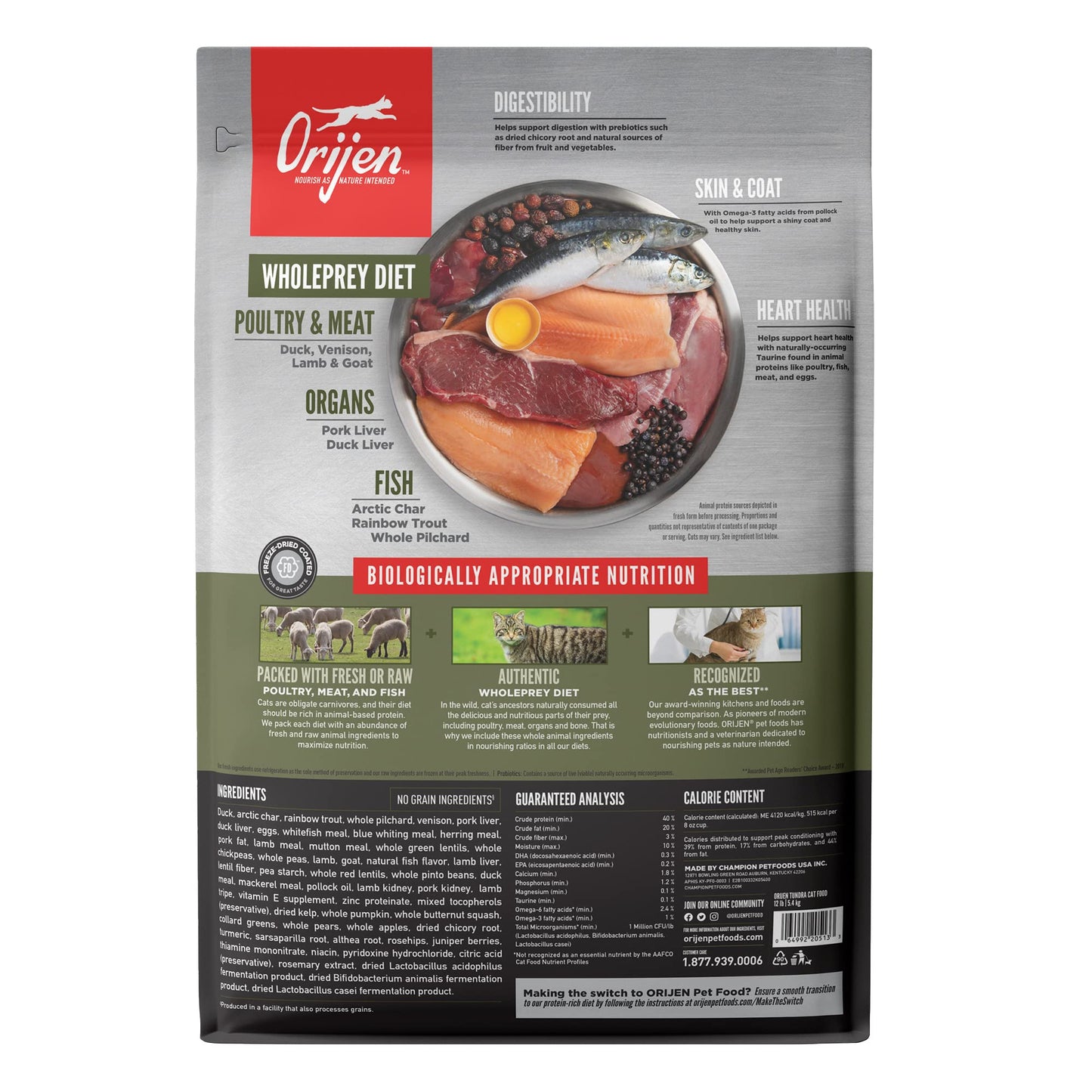 ORIJEN Grain Free High Protein Premium Dry Cat Food Original Recipe, 4lb Bag