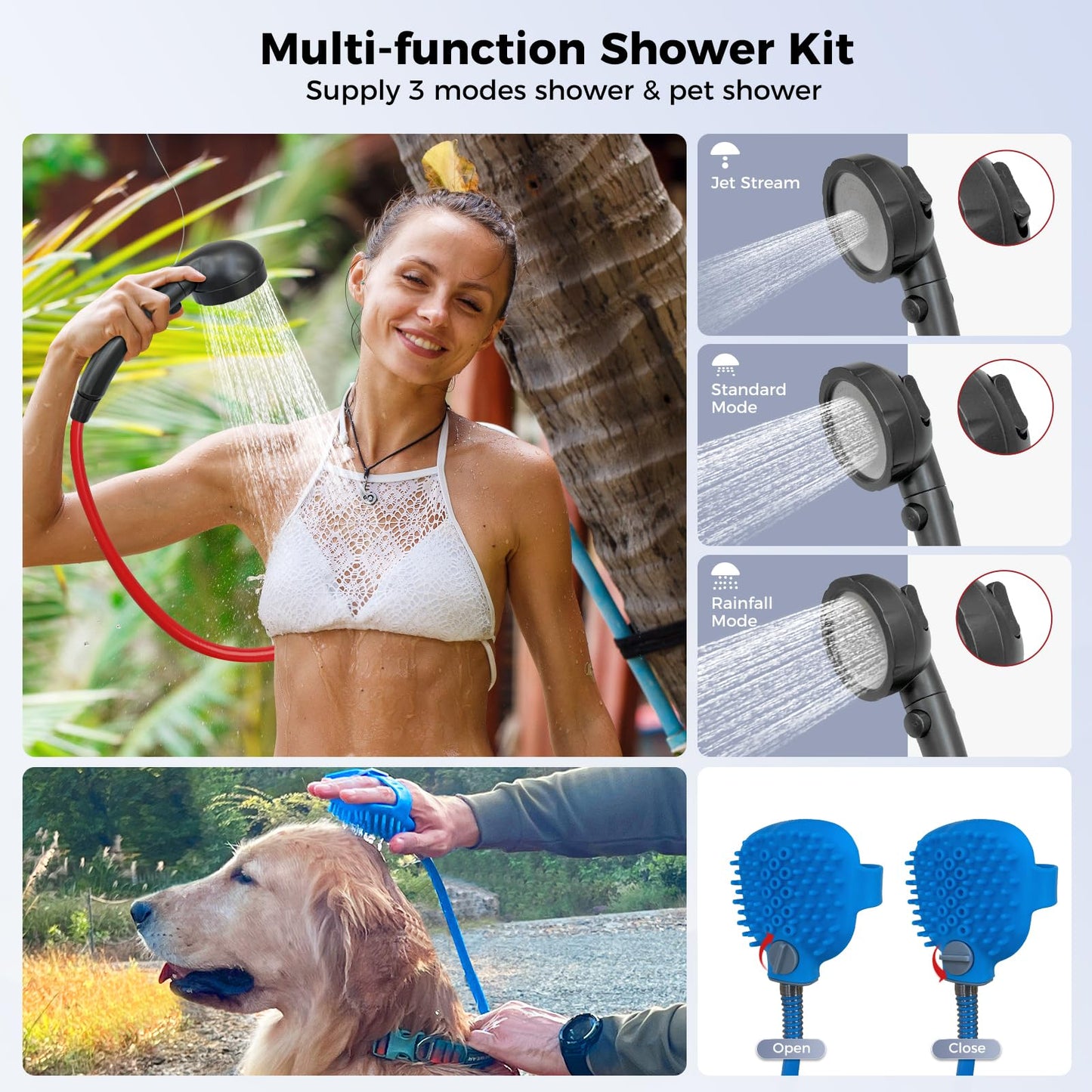 CAMPLUX Battery Powered Portable Water Heater, 1 lb On-Demand Propane Camping Shower Nano 3 Pro, On Ground Camp Water Heater & Shower Pump