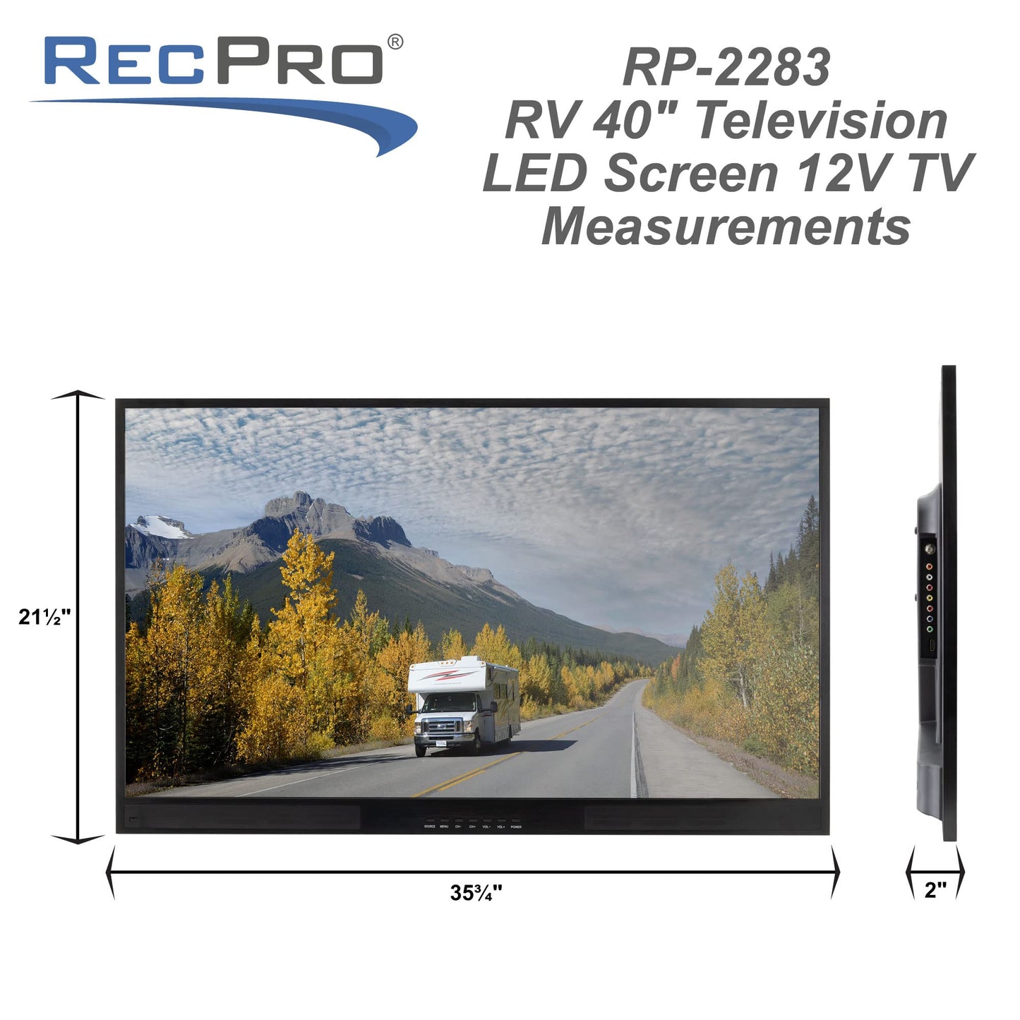 RecPro RV TV 40" Smart TV | 1080p HD | 12V DC | 2X HDMI Ports | Built-in Tuner for Local Stations