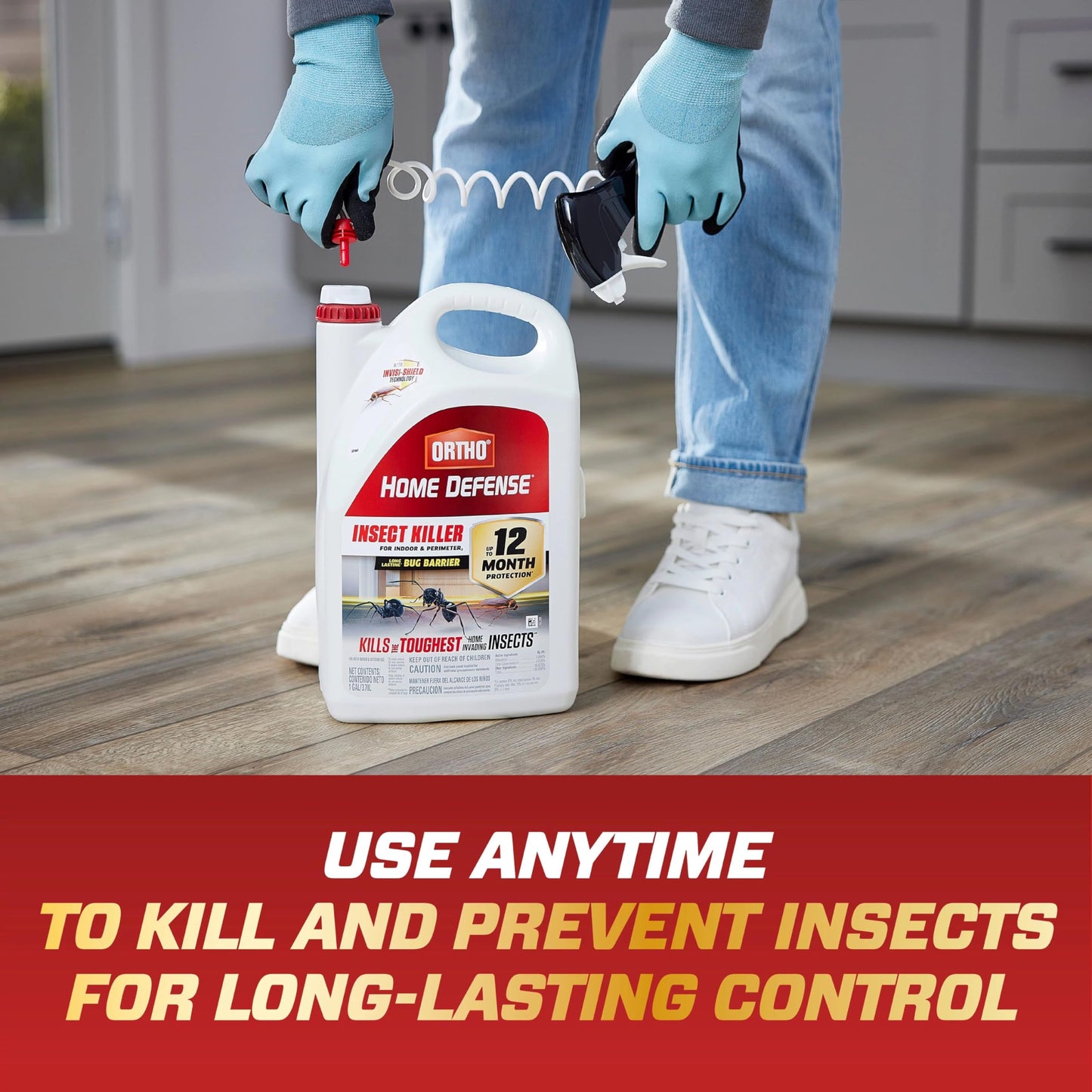 Ortho Home Defense Insect Killer for Indoor & Perimeter2 - With Comfort Wand, Long-Lasting Control, Kills Ants, Cockroaches, Spiders, Fleas & Ticks, Non-Staining, Odor Free, 1.1 gal., 2-Pack
